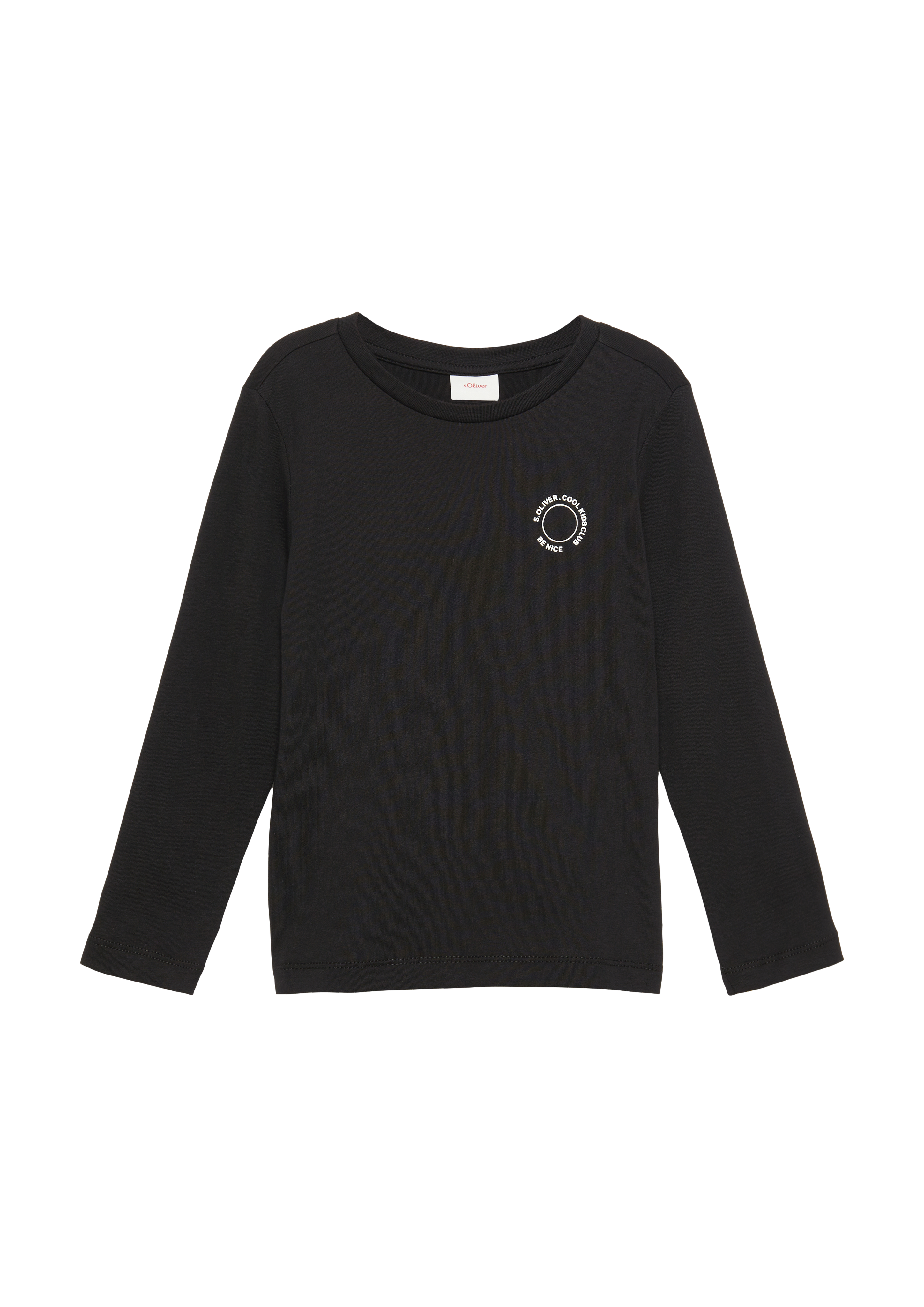 s.Oliver - Unisex Longsleeve aus Baumwolle mit kleinem Print-Detail, Kinder, schwarz