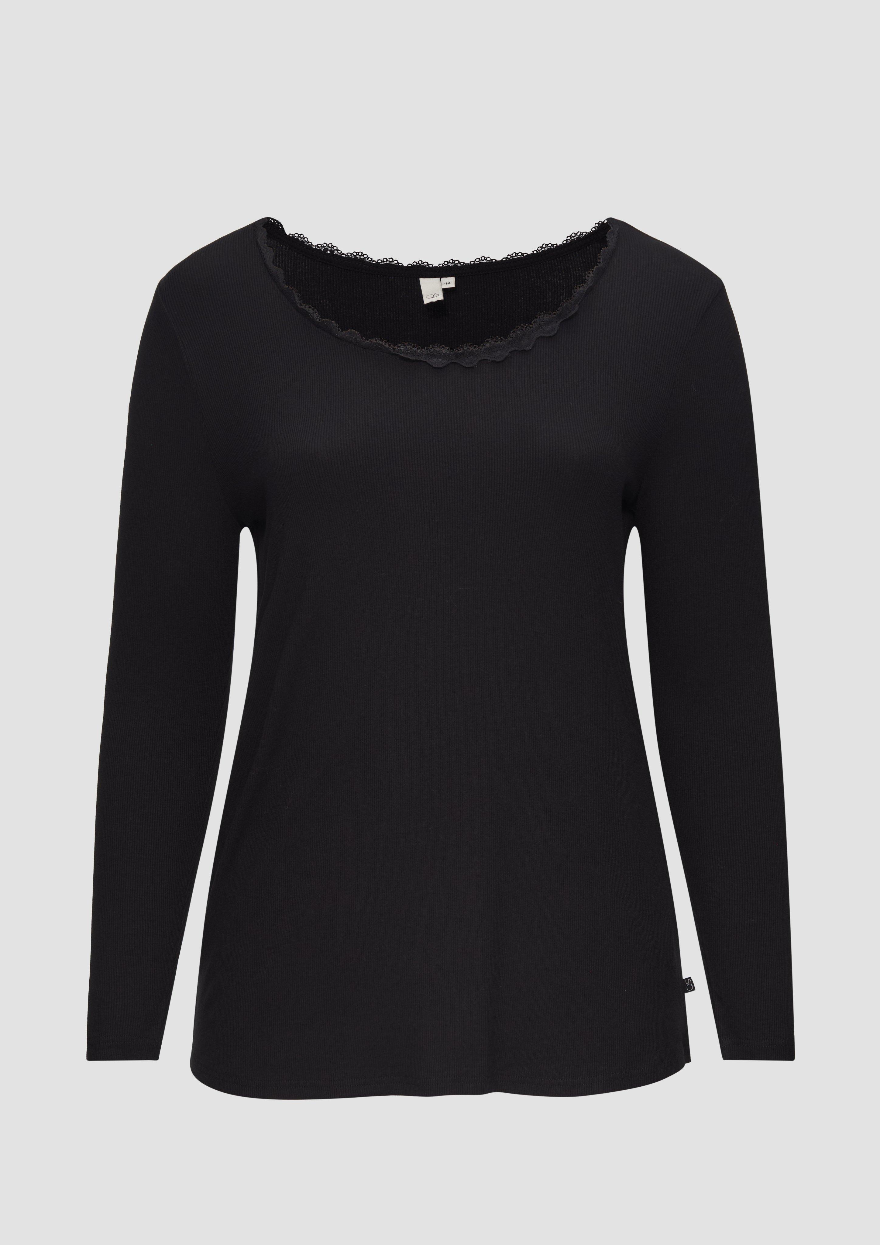 s.Oliver Rippshirt aus Viskosemix mit Spitzendetail