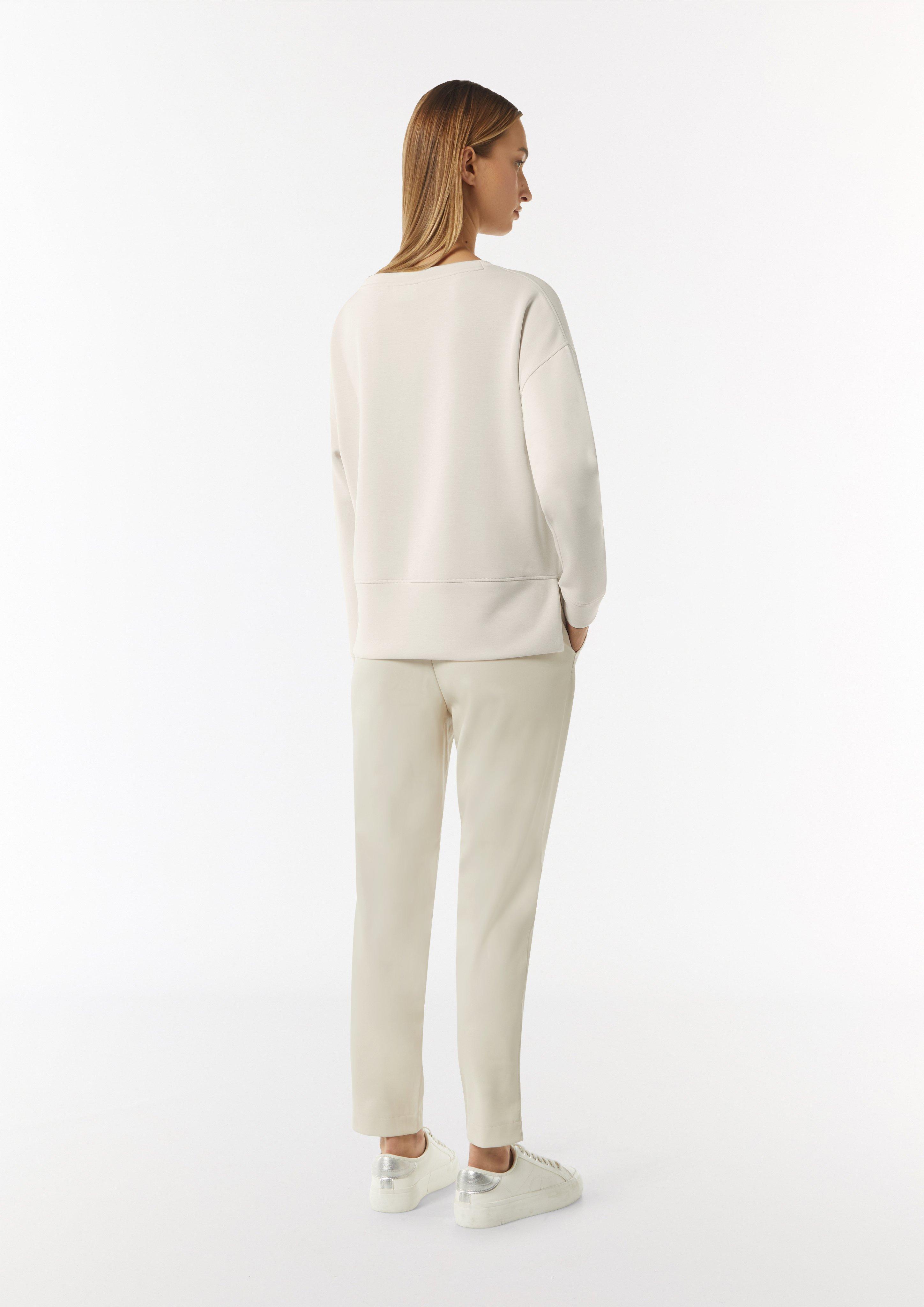 Soft sweatshirt with side slits - light beige | Comma Soft sweatshirt with side slits - light beige | Comma