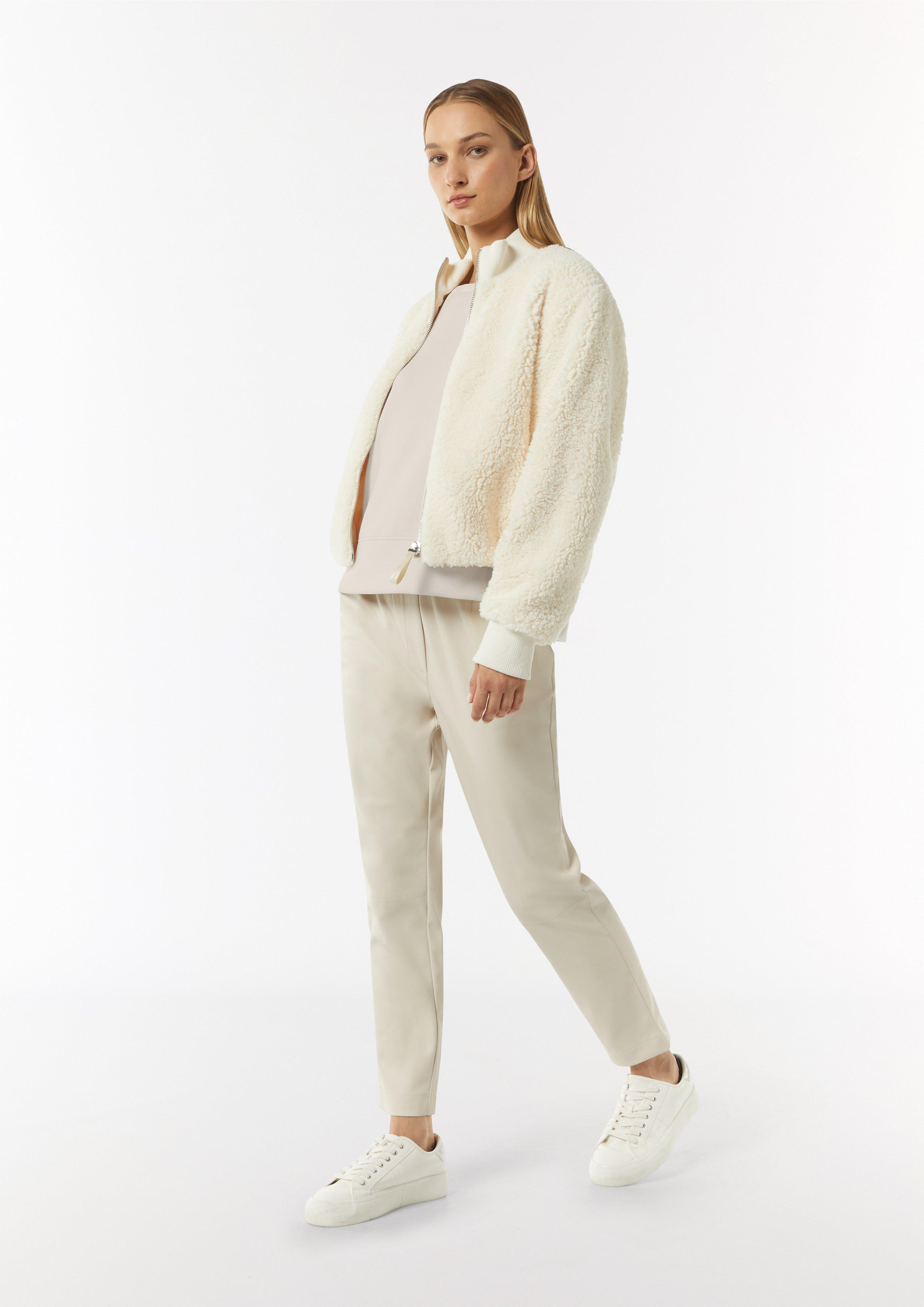 Soft sweatshirt with side slits - light beige | Comma Soft sweatshirt with side slits - light beige | Comma