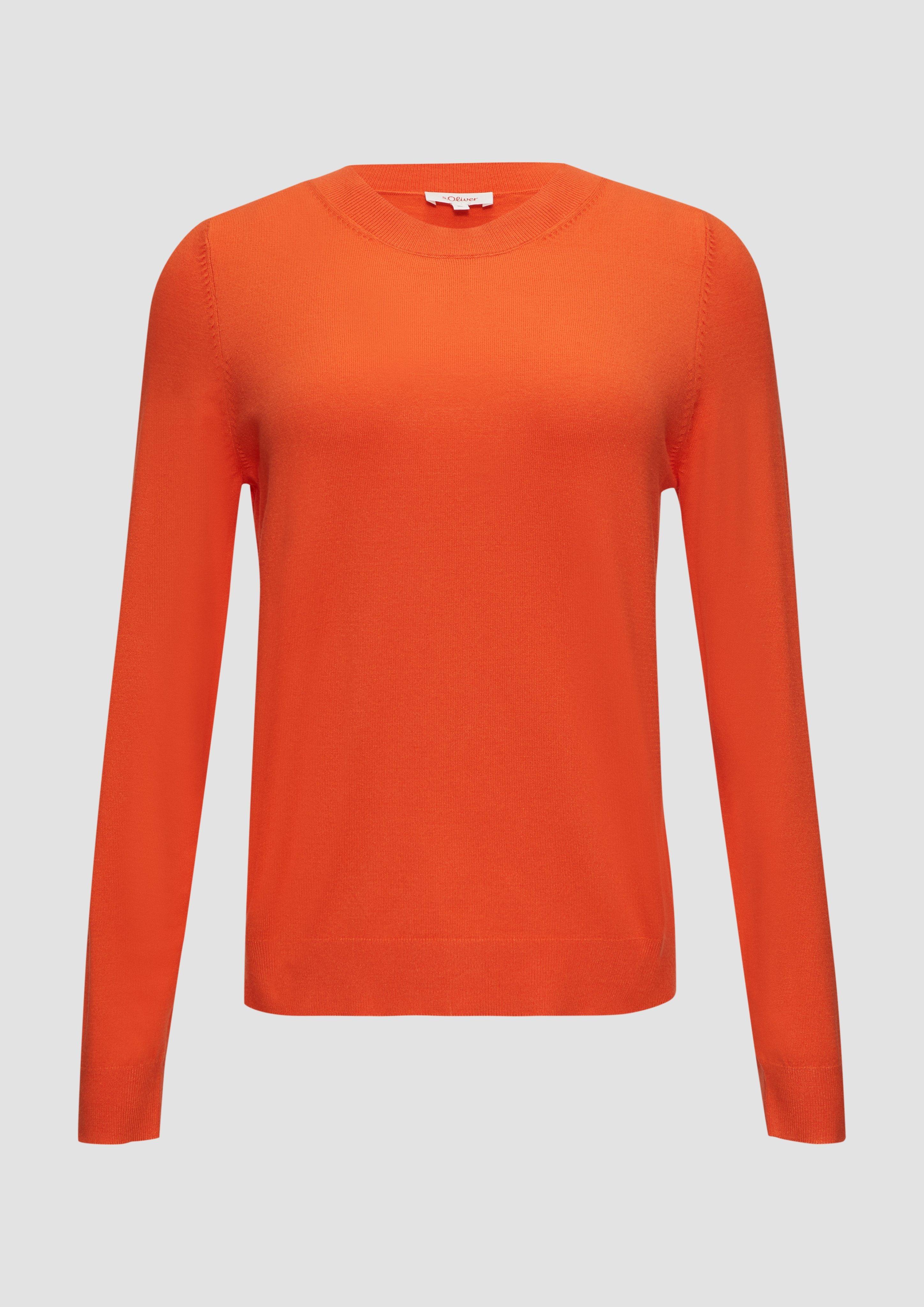 s.Oliver - Strickpullover mit Rundhalsausschnitt, Damen, Orange