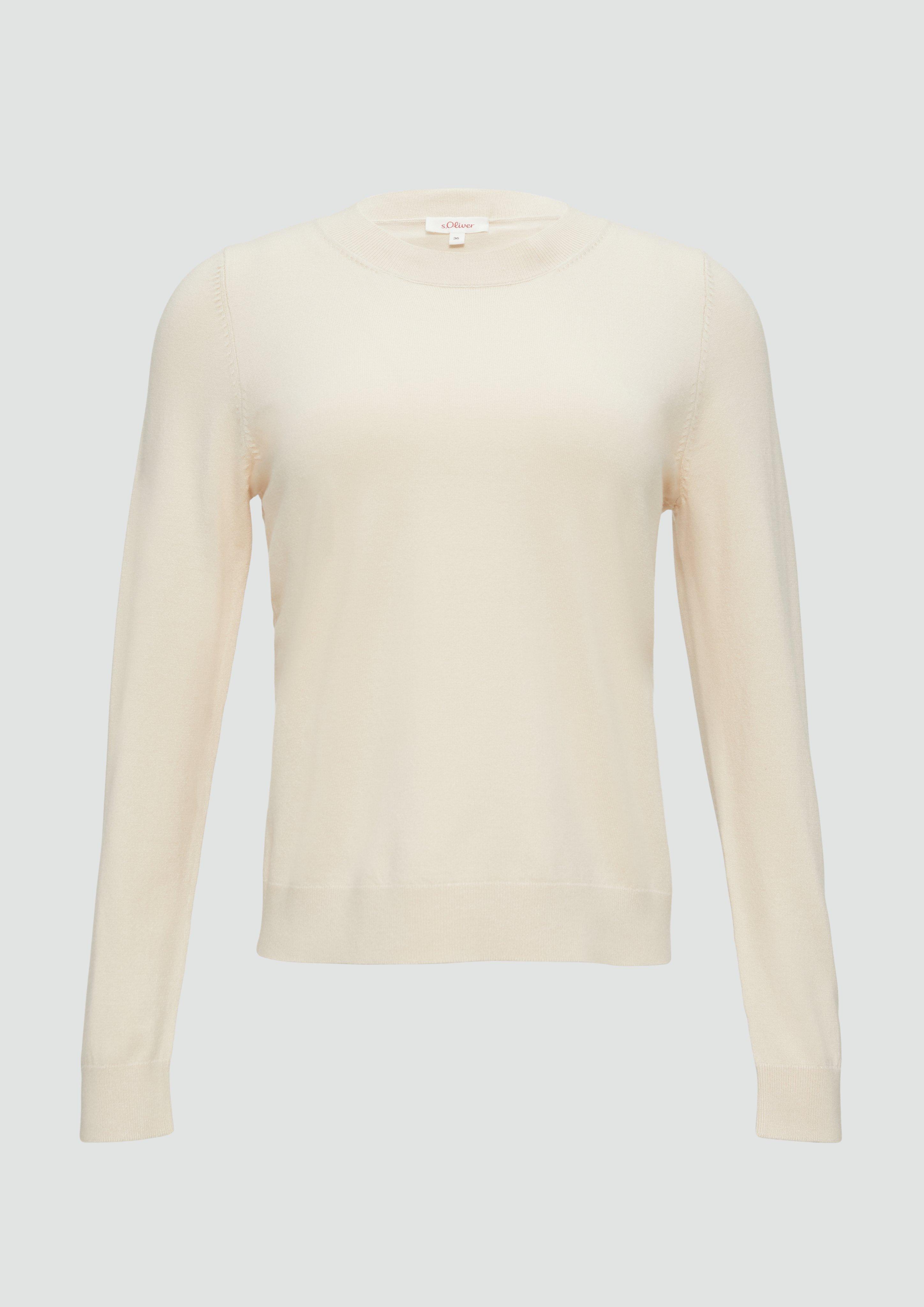 s.Oliver - Strickpullover mit Rundhalsausschnitt, Damen, Beige