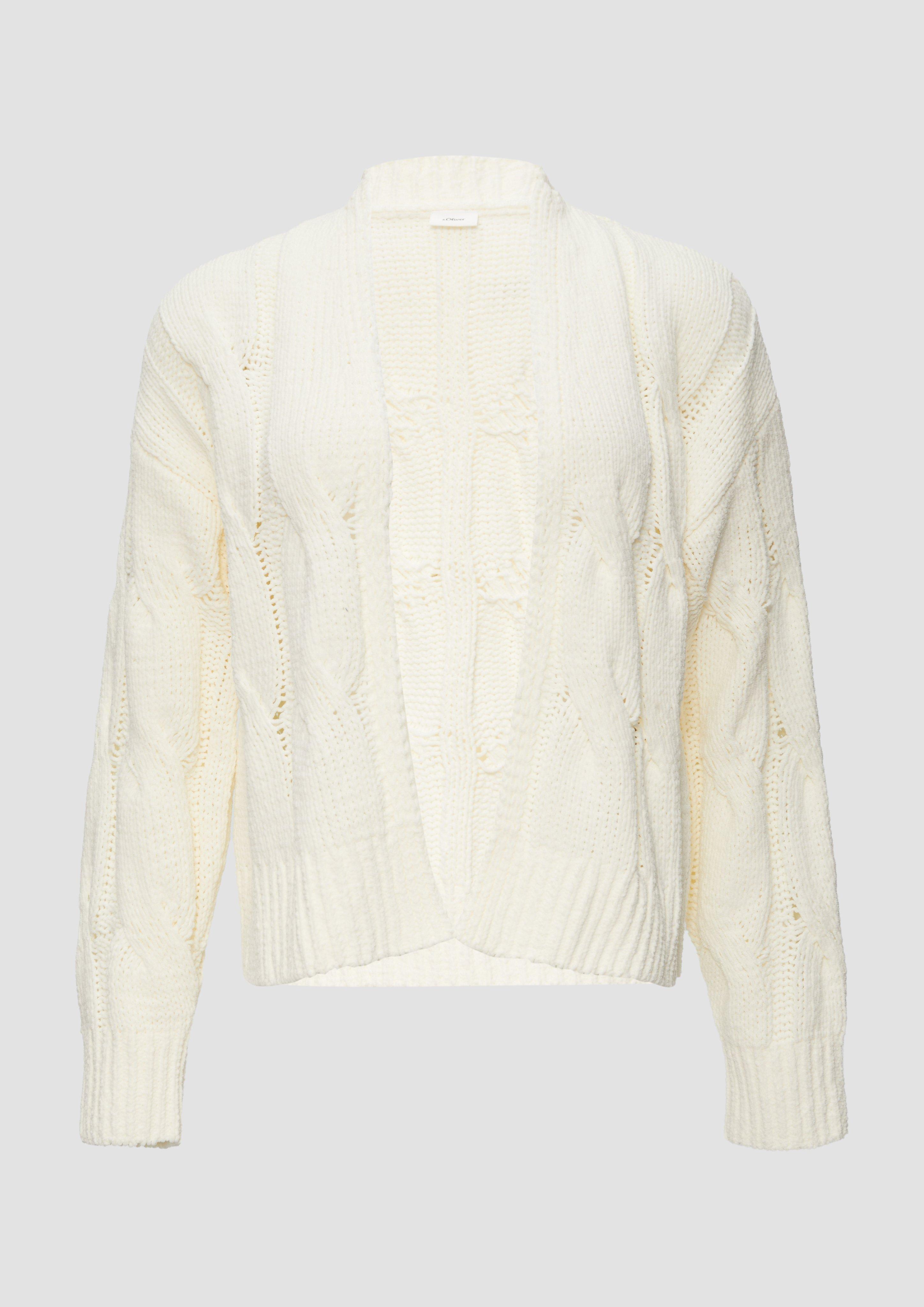 s.Oliver - Weicher Cardigan mit Zopfmuster, Damen, creme