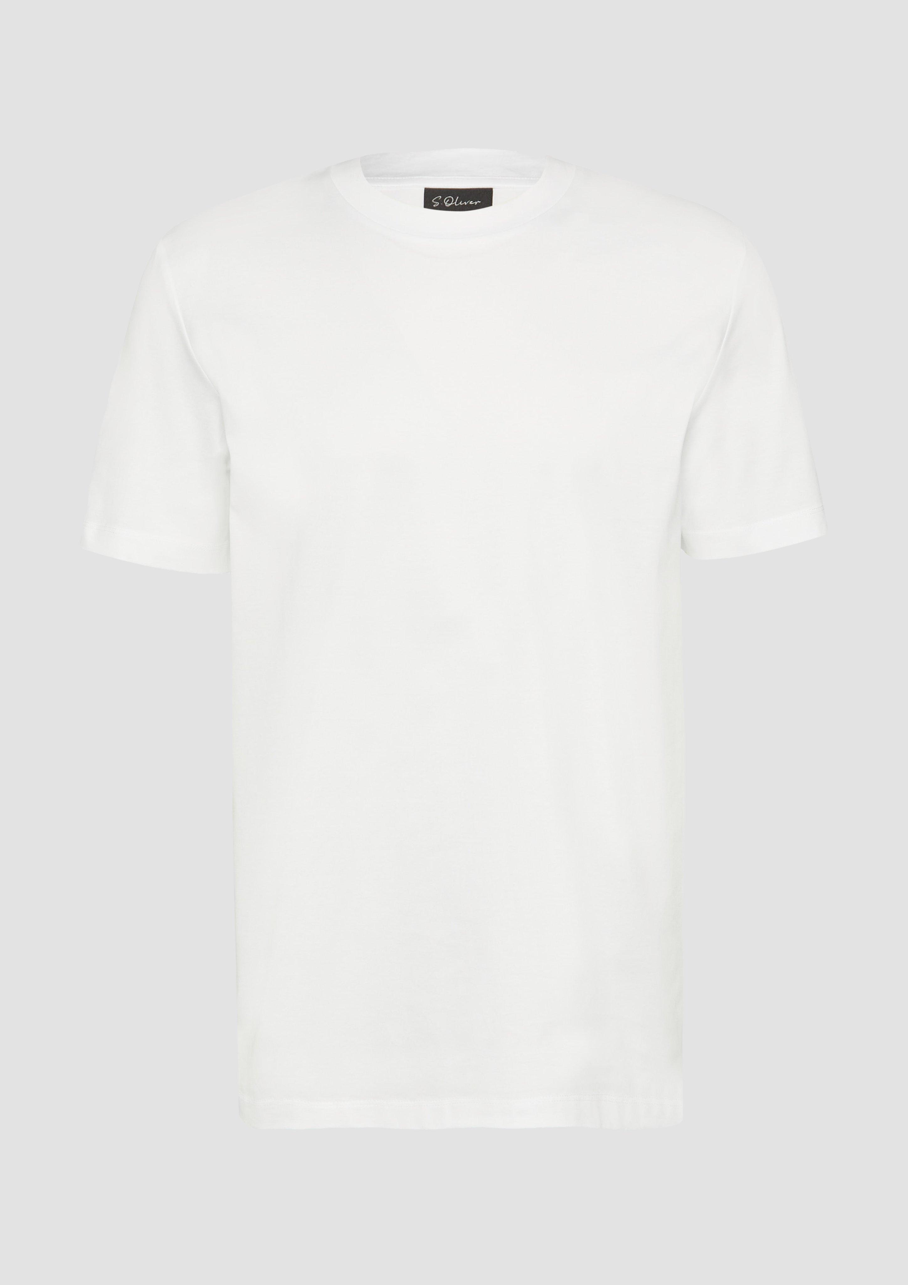s.Oliver - T-Shirt mit Crew Neck aus mercerisiertem Baumwolljersey, Herren, weiß