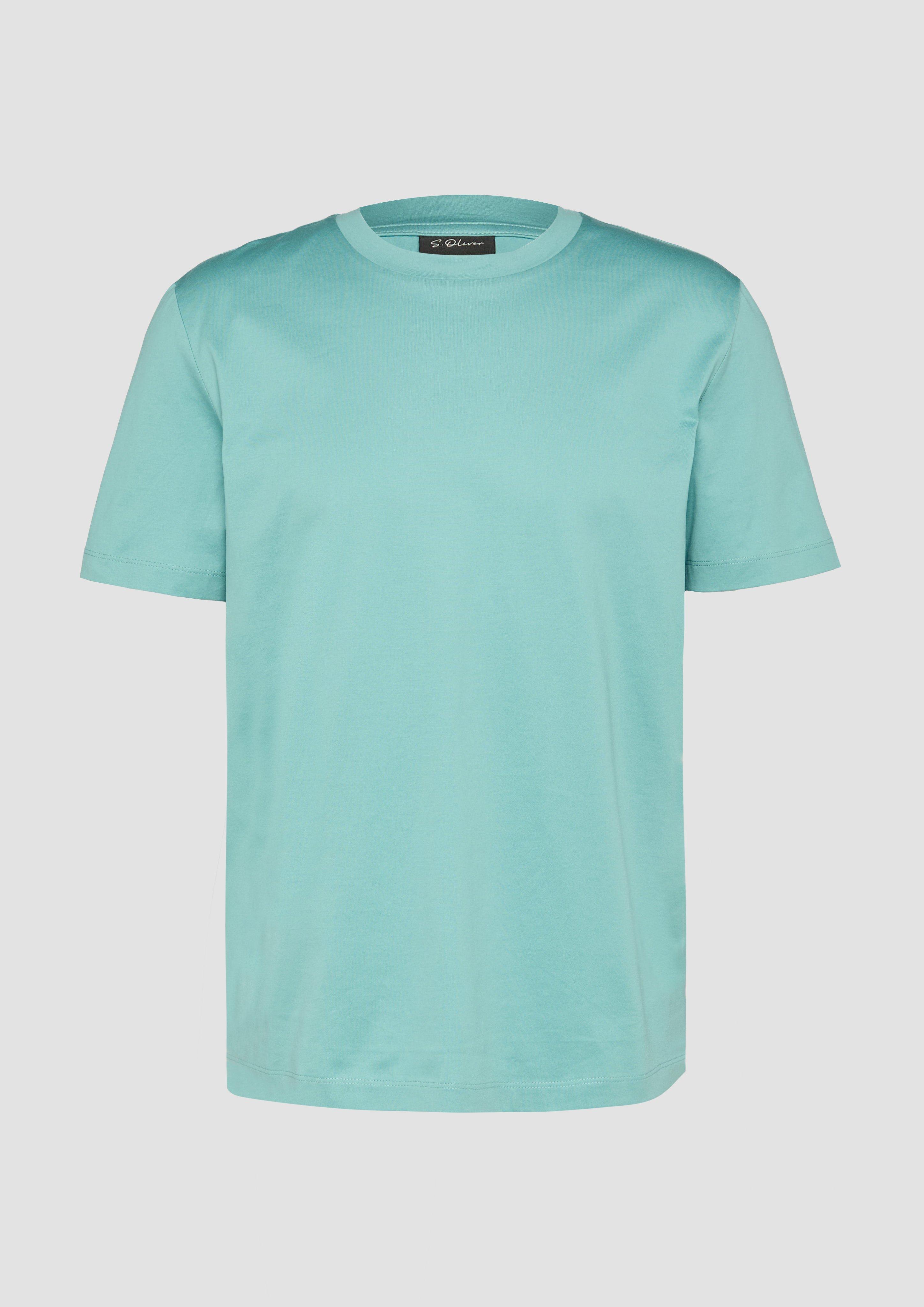 s.Oliver - T-Shirt mit Crew Neck aus mercerisiertem Baumwolljersey, Herren, Blau