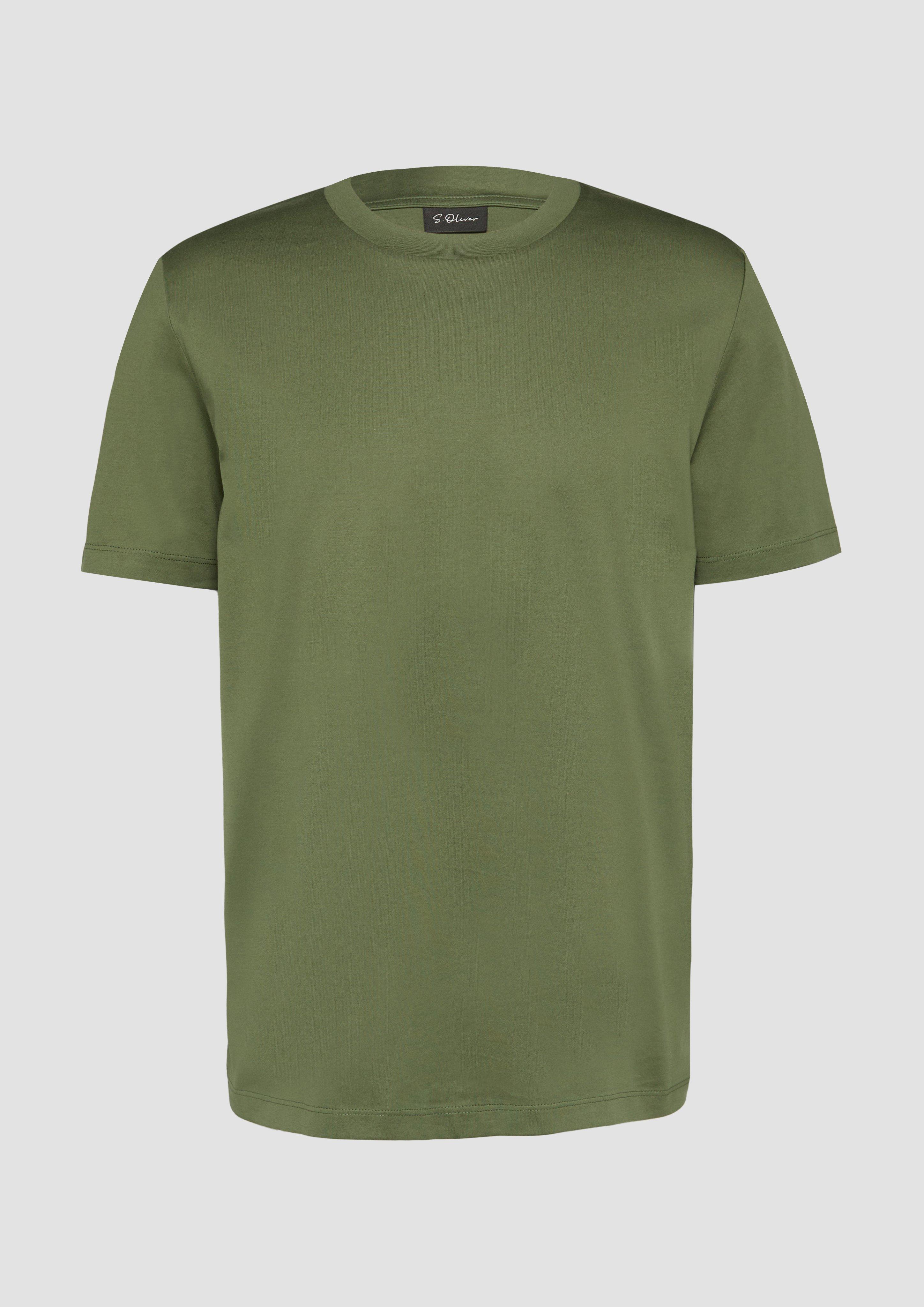 s.Oliver - T-Shirt mit Crew Neck aus mercerisiertem Baumwolljersey, Herren, Grün