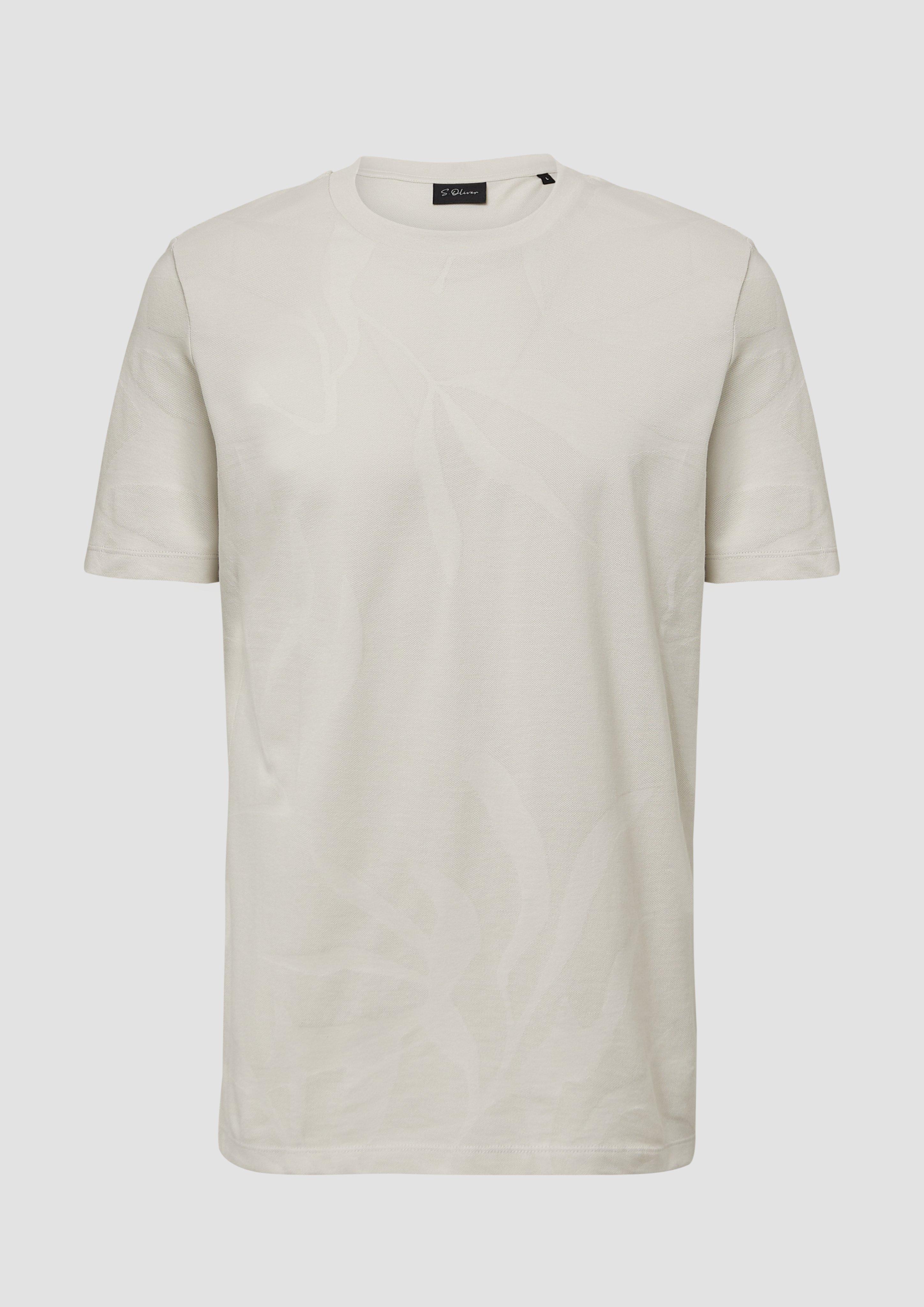 s.Oliver - Jacquard-T-Shirt mit floraler Struktur, Herren, creme