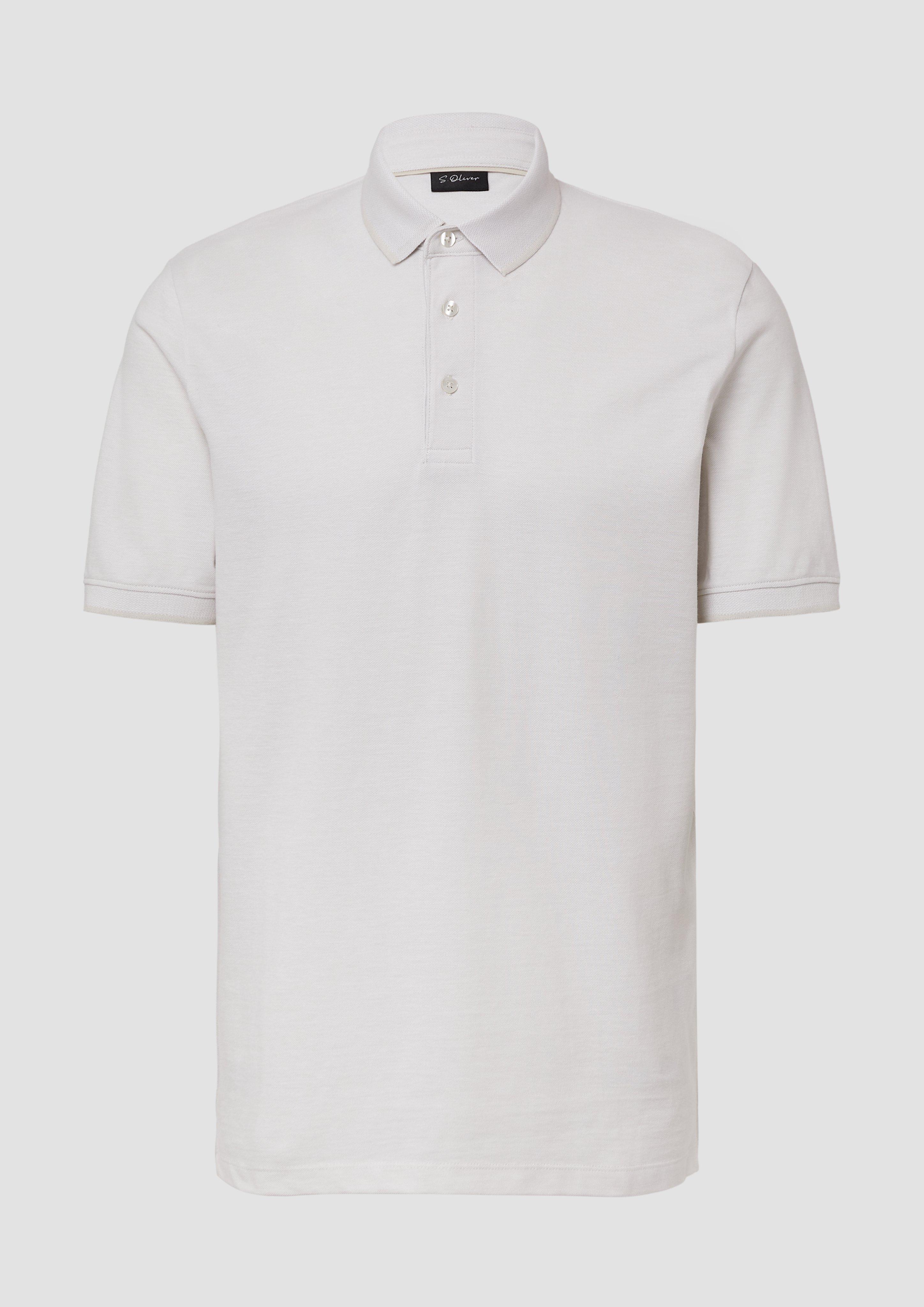 s.Oliver - Poloshirt aus meliertem Baumwollpiqué, Herren, creme