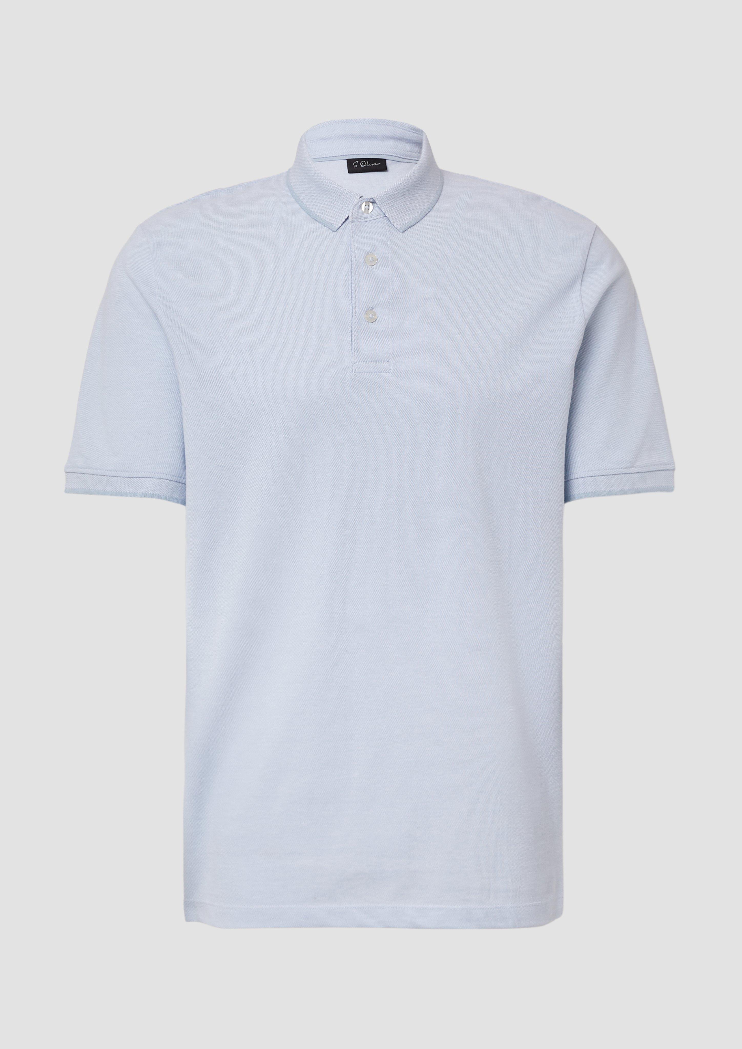 s.Oliver - Poloshirt aus meliertem Baumwollpiqué, Herren, blau