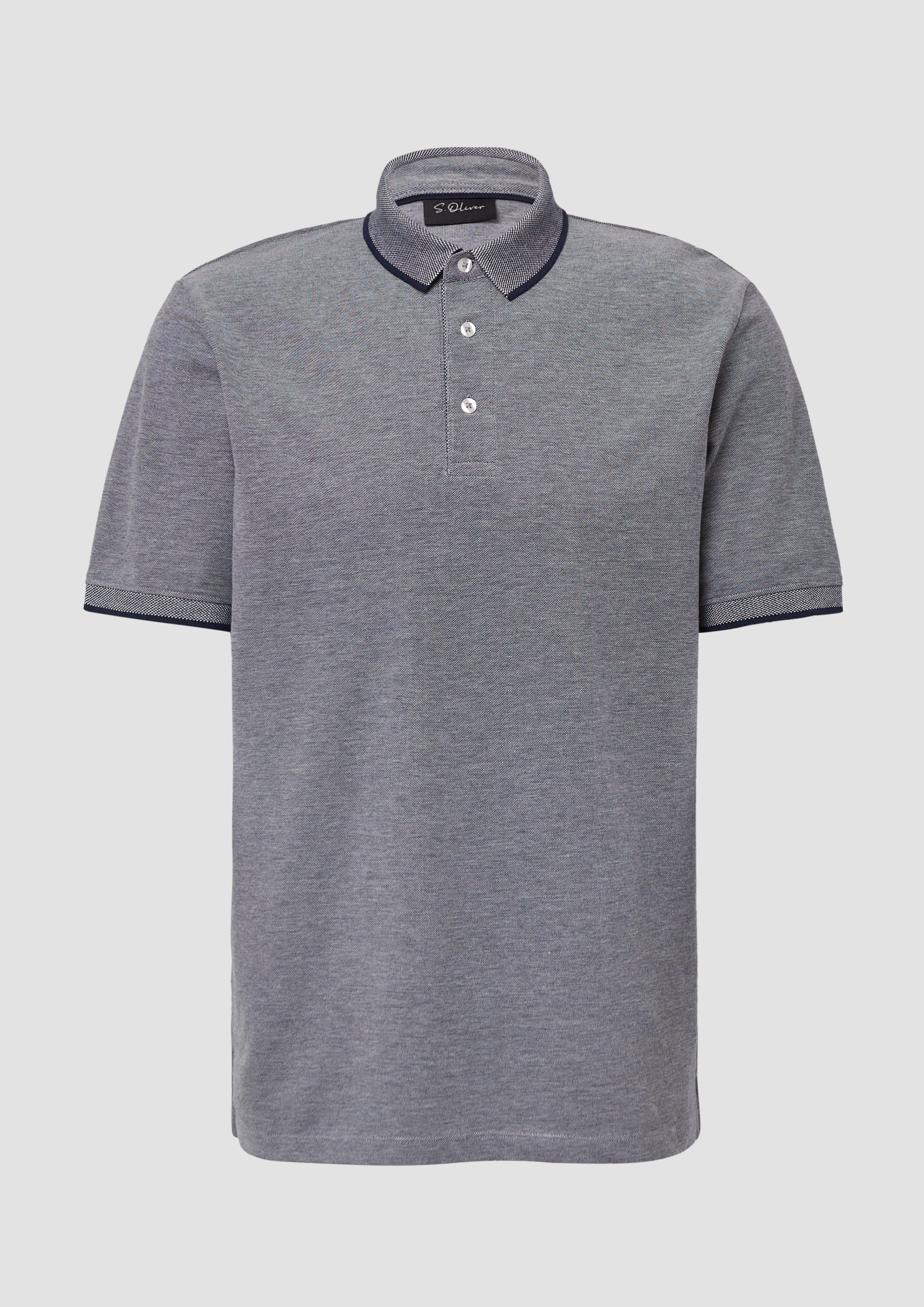 s.Oliver - Poloshirt aus meliertem Baumwollpiqué, Herren, blau