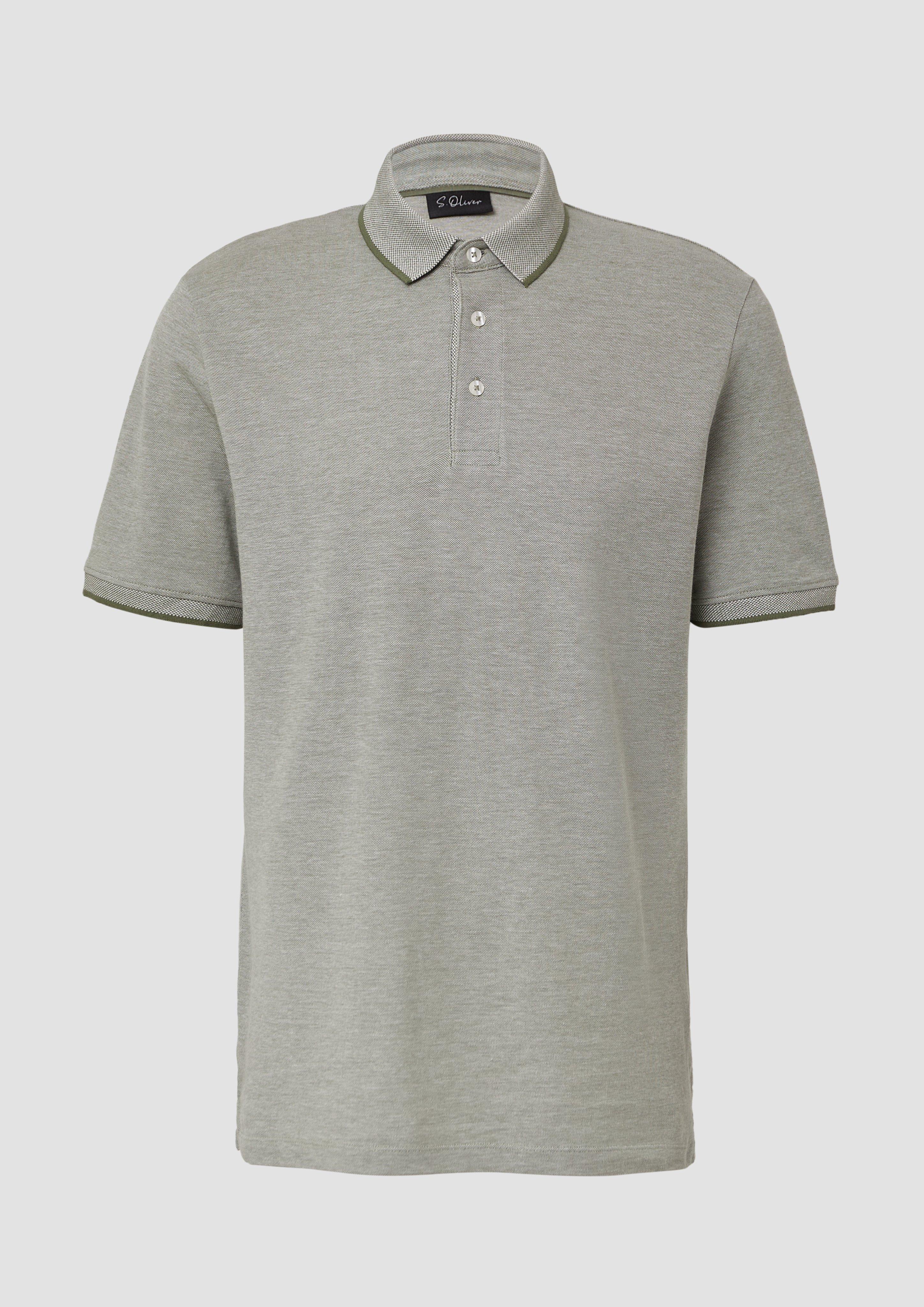 s.Oliver - Poloshirt aus meliertem Baumwollpiqué, Herren, Grün