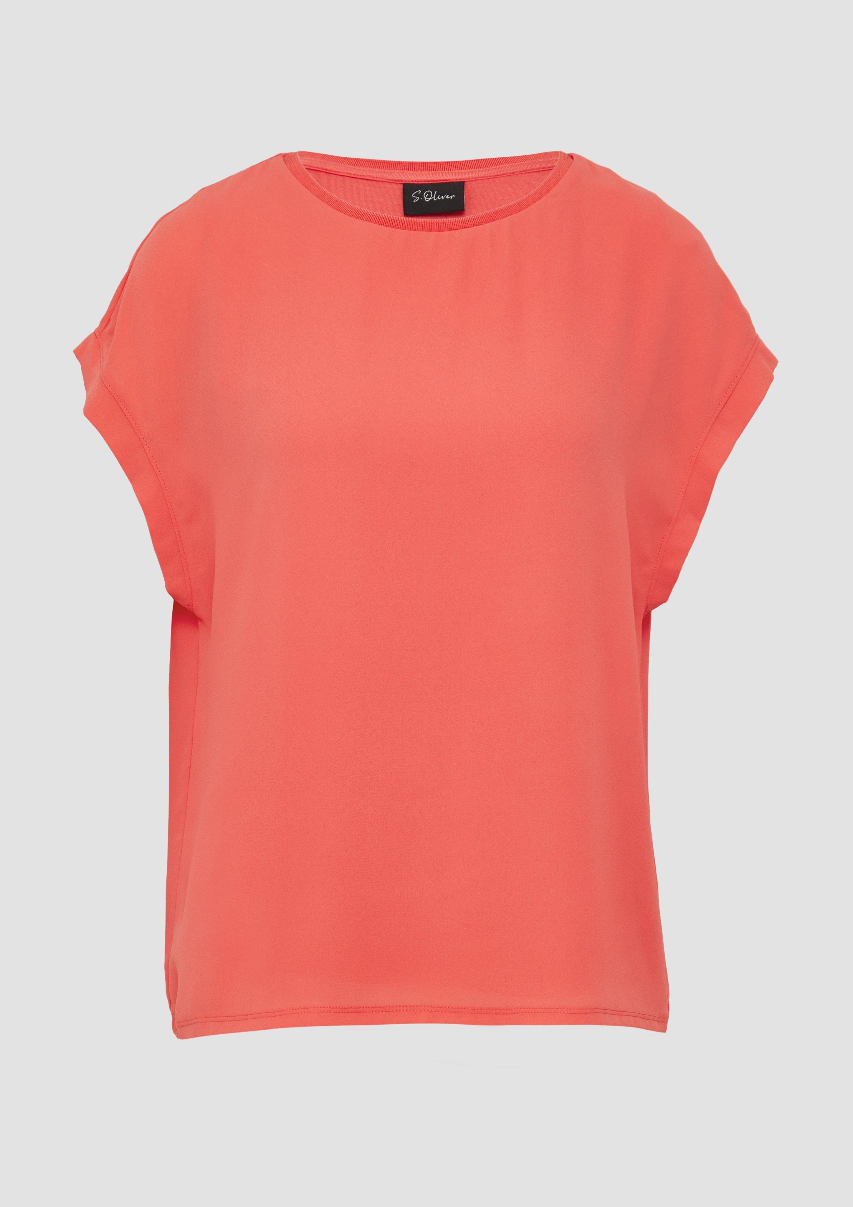 s.Oliver - Chiffonshirt mit Double-Layer und überschnittener Schulter, Damen, rot