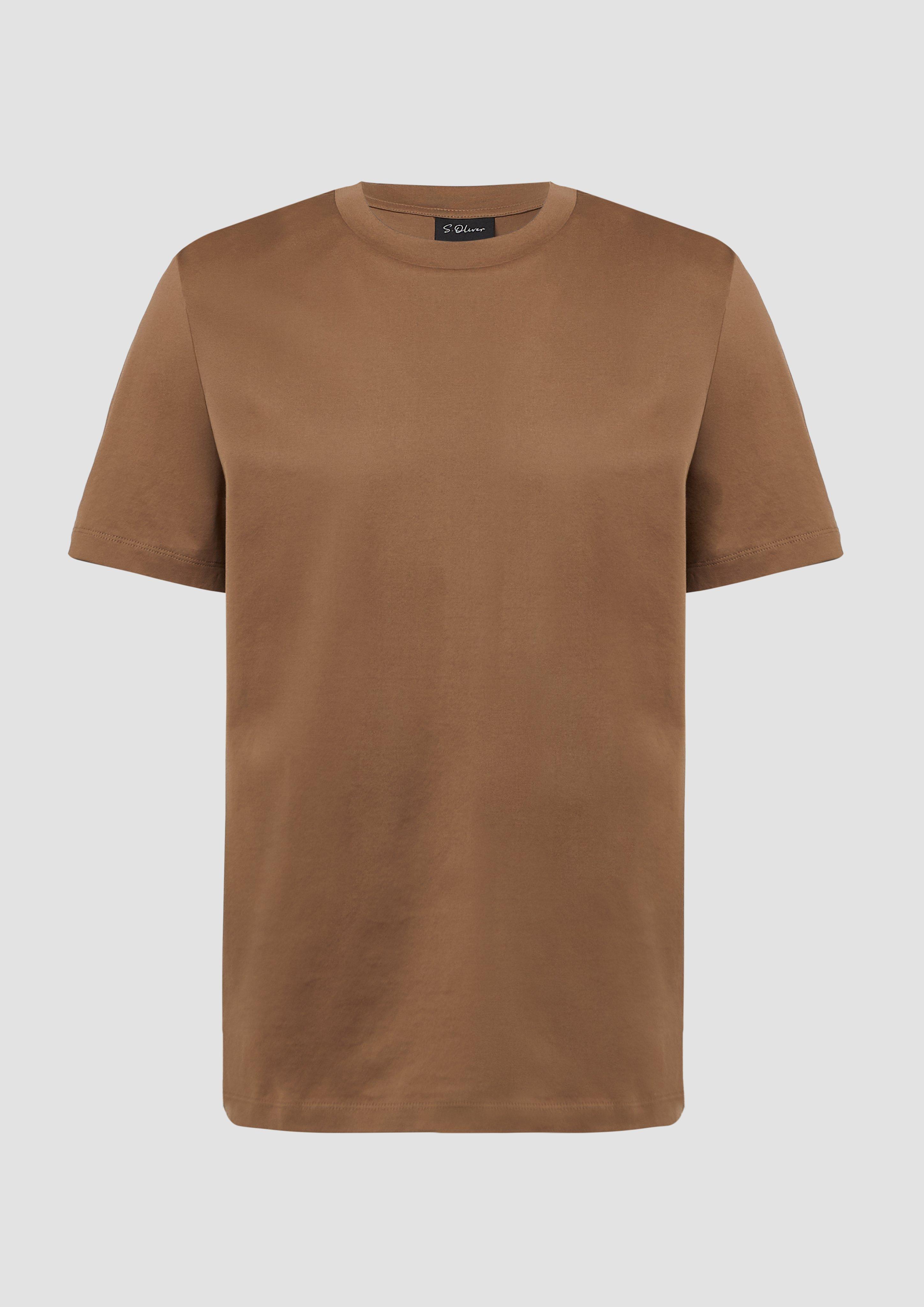 s.Oliver - T-Shirt mit Crew Neck aus mercerisiertem Baumwolljersey, Herren, braun
