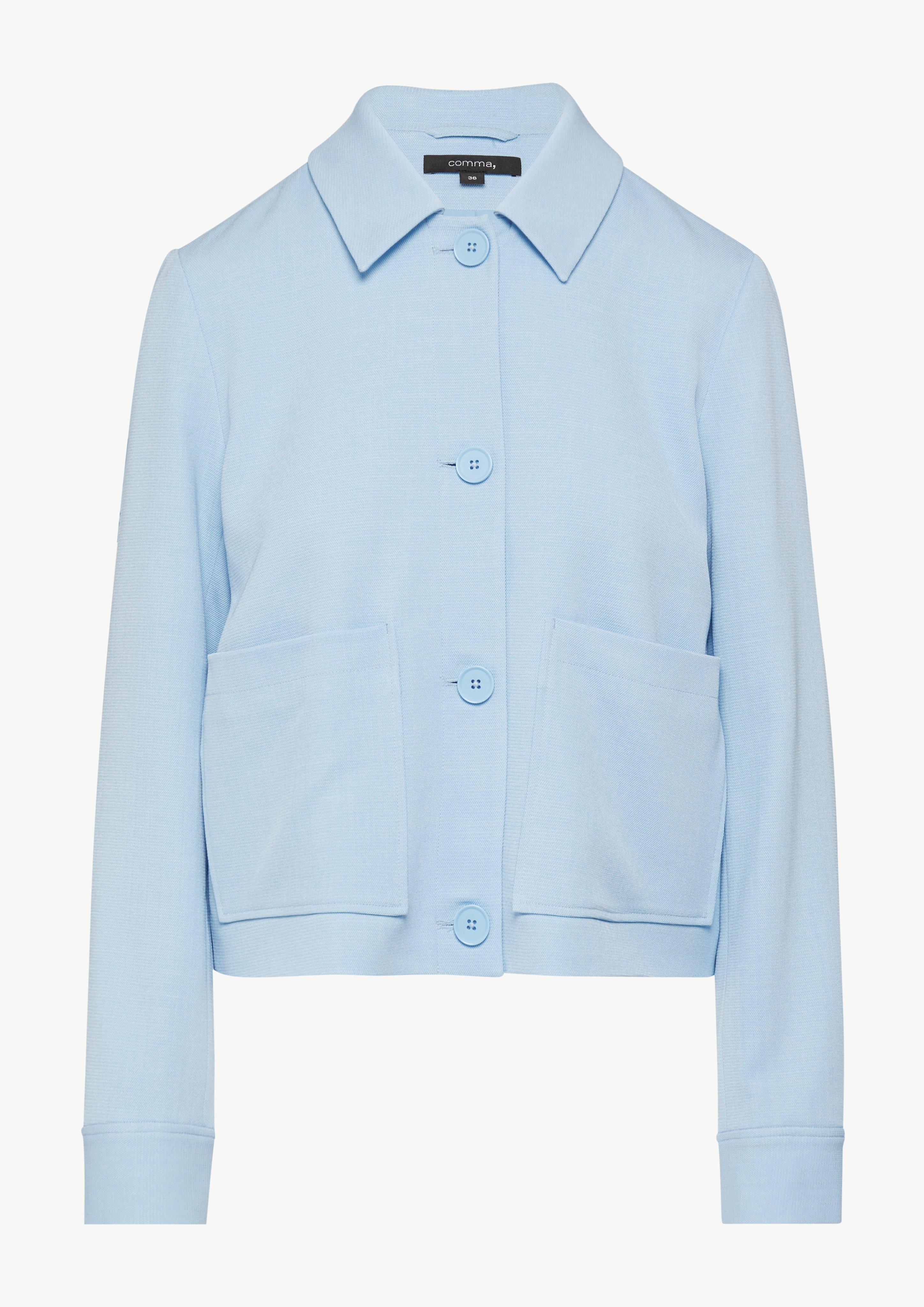 Boxy cut jacket with a textured pattern - light blue | Comma Boxy cut jacket with a textured pattern - light blue | Comma