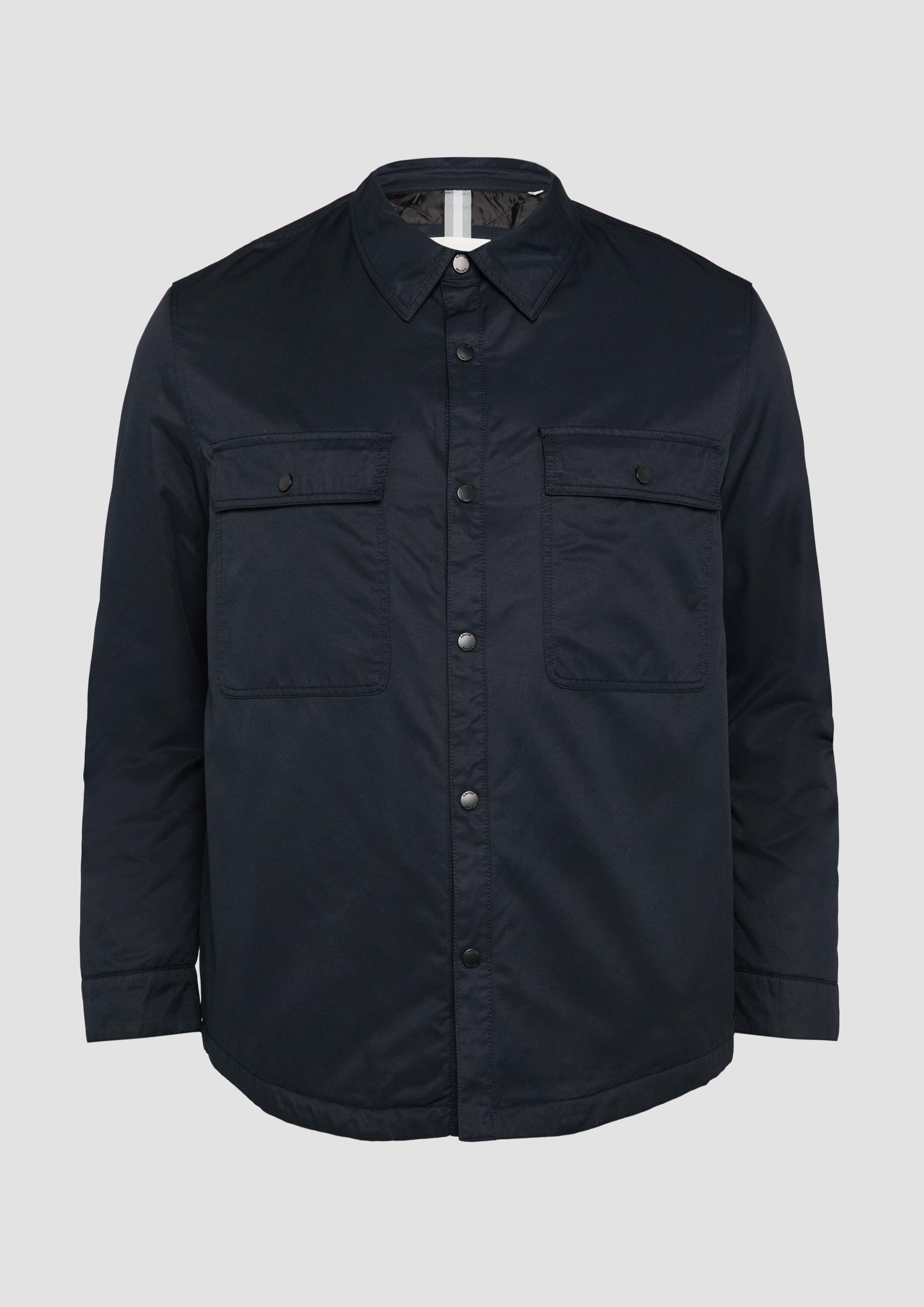 s.Oliver - Gefüttertes Twill-Overshirt mit Brusttaschen, Herren, blau