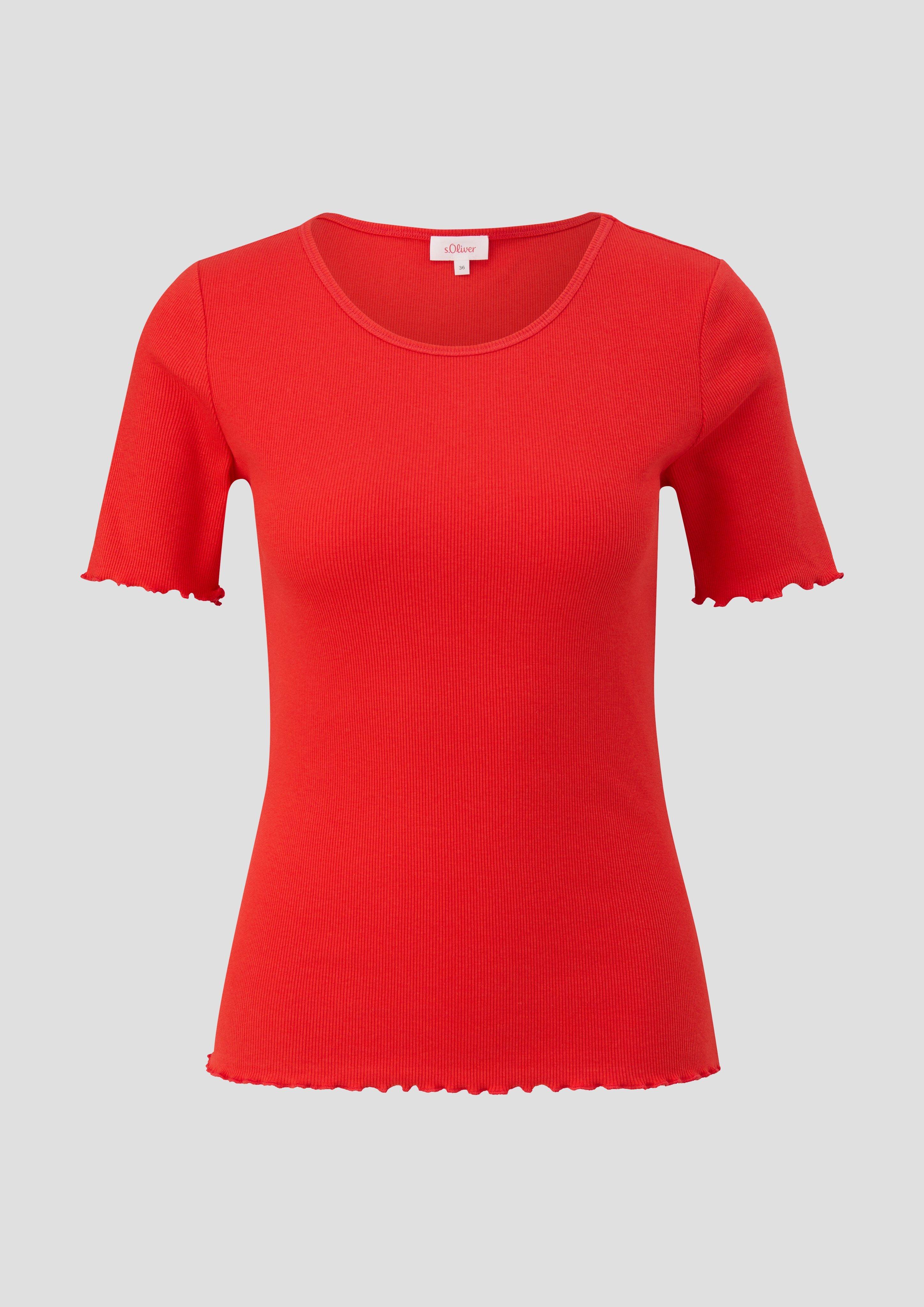 s.Oliver - Elastisches T-Shirt im Slim Fit mit Rundhalsausschnitt, Damen, rot