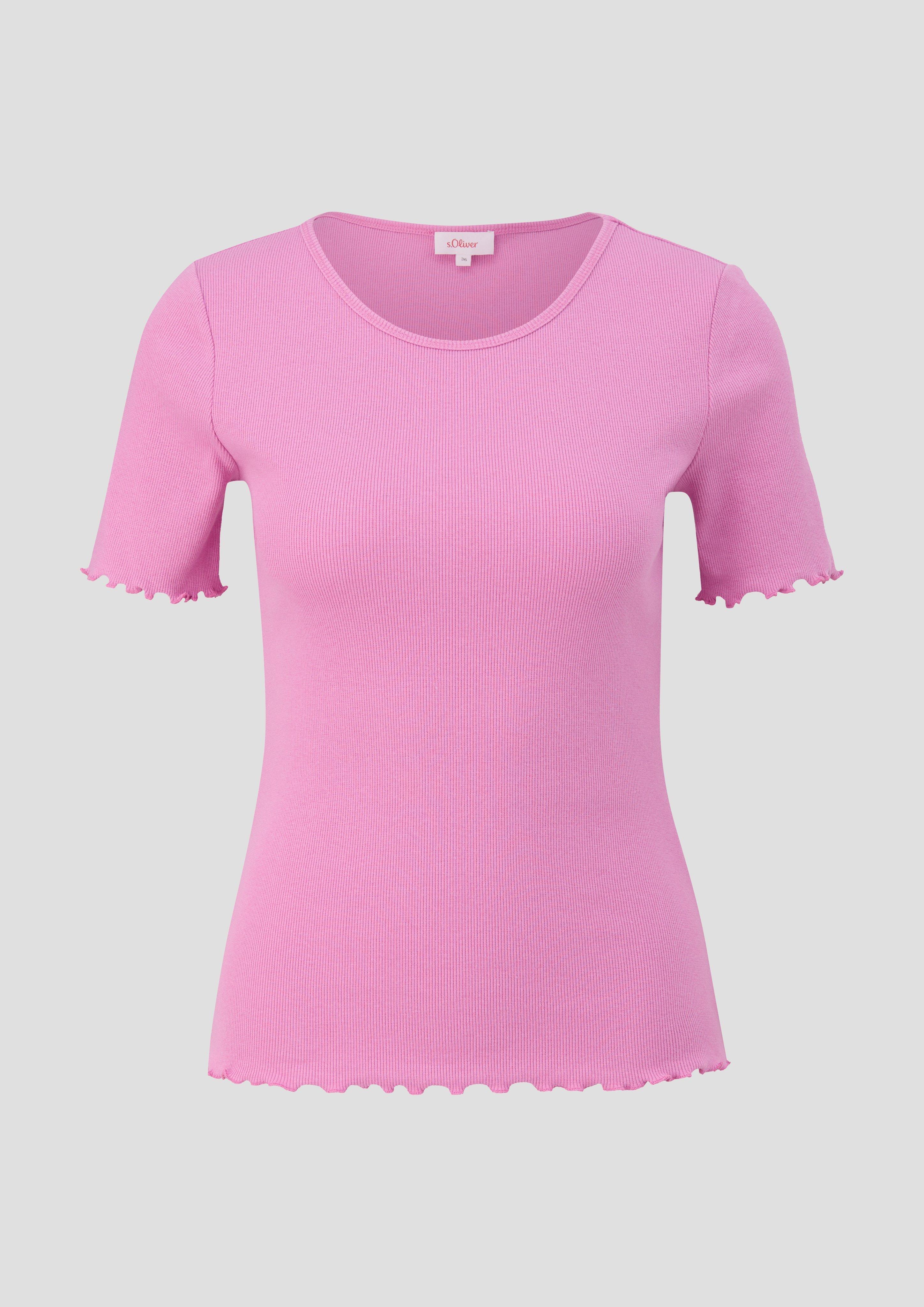 s.Oliver - Elastisches T-Shirt im Slim Fit mit Rundhalsausschnitt, Damen, Rosa