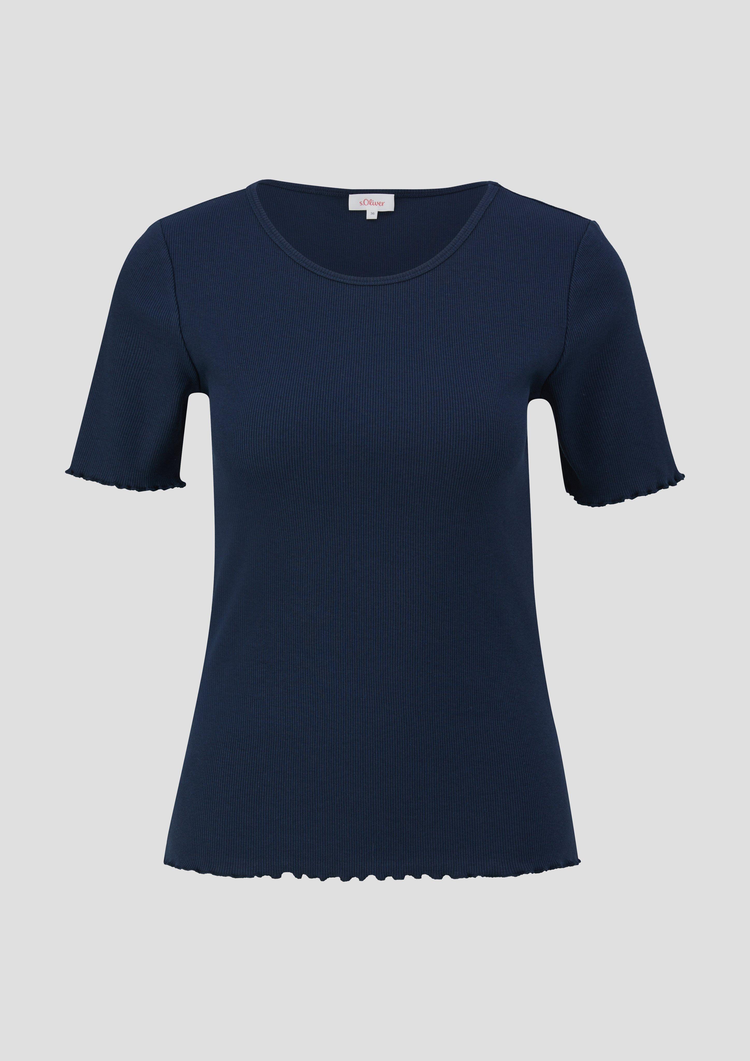 s.Oliver - Elastisches T-Shirt im Slim Fit mit Rundhalsausschnitt, Damen, blau