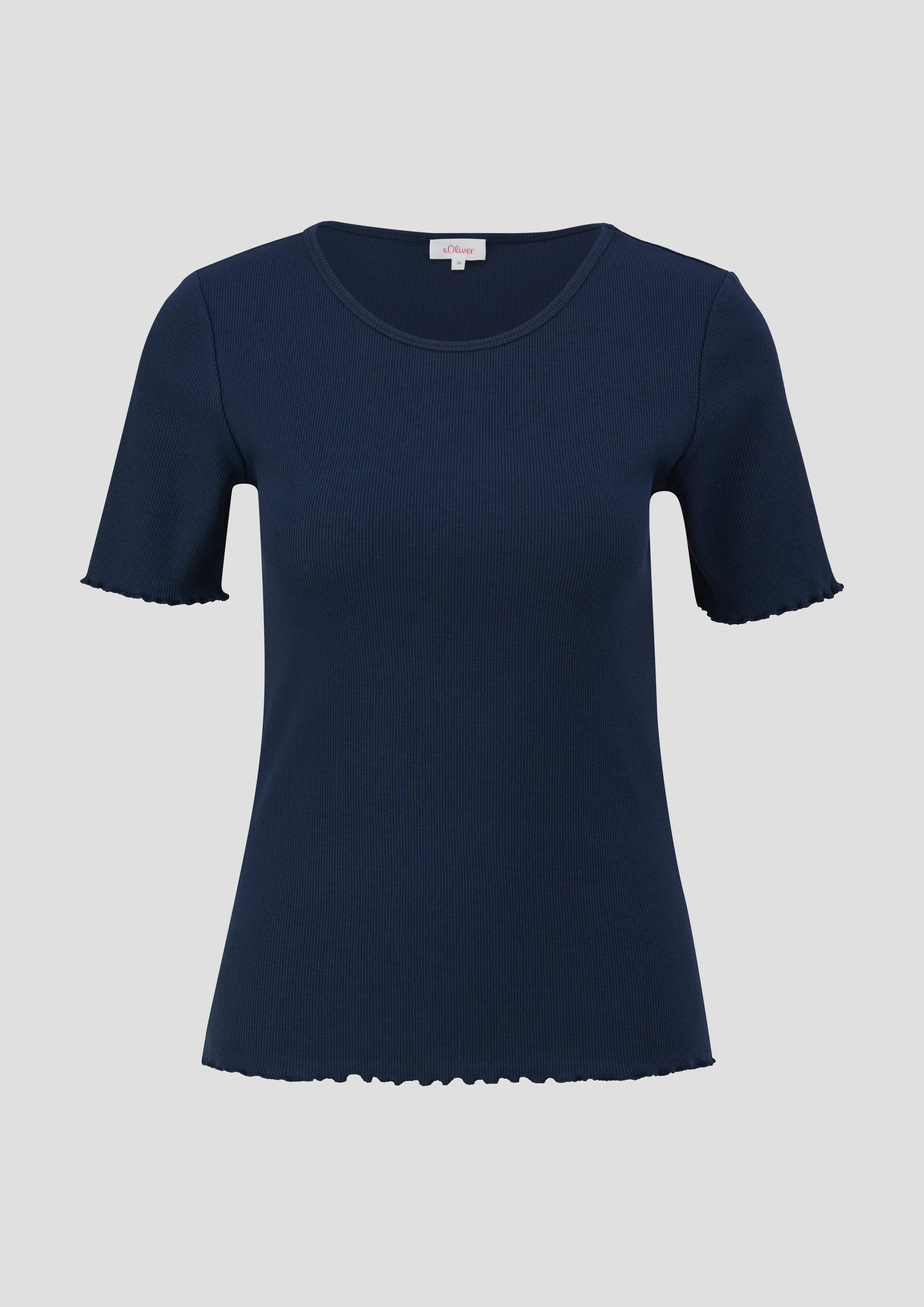 Thumbnail - s.Oliver - Elastisches T-Shirt im Slim Fit mit Rundhalsausschnitt, Damen, blau