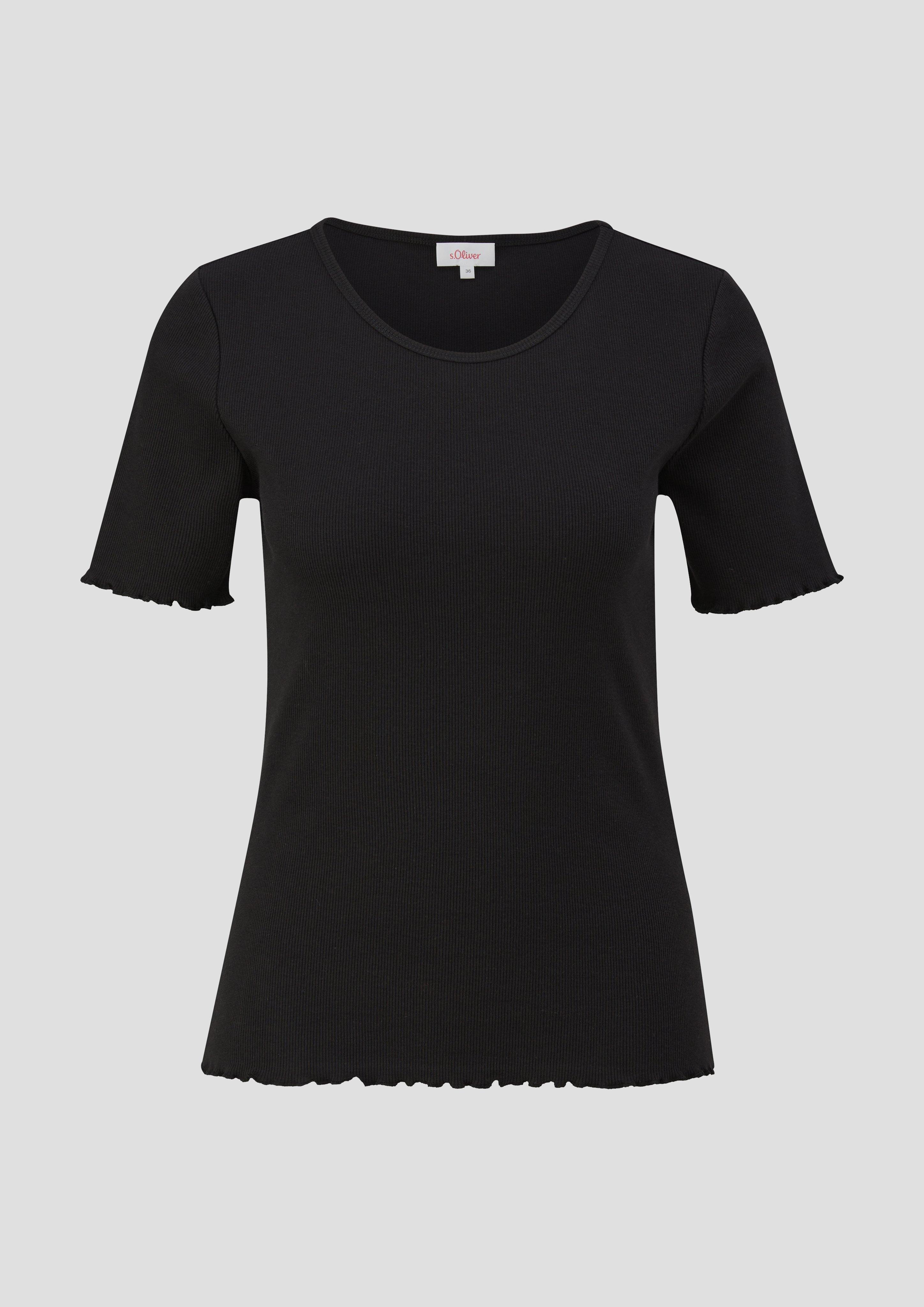 s.Oliver - Elastisches T-Shirt im Slim Fit mit Rundhalsausschnitt, Damen, schwarz