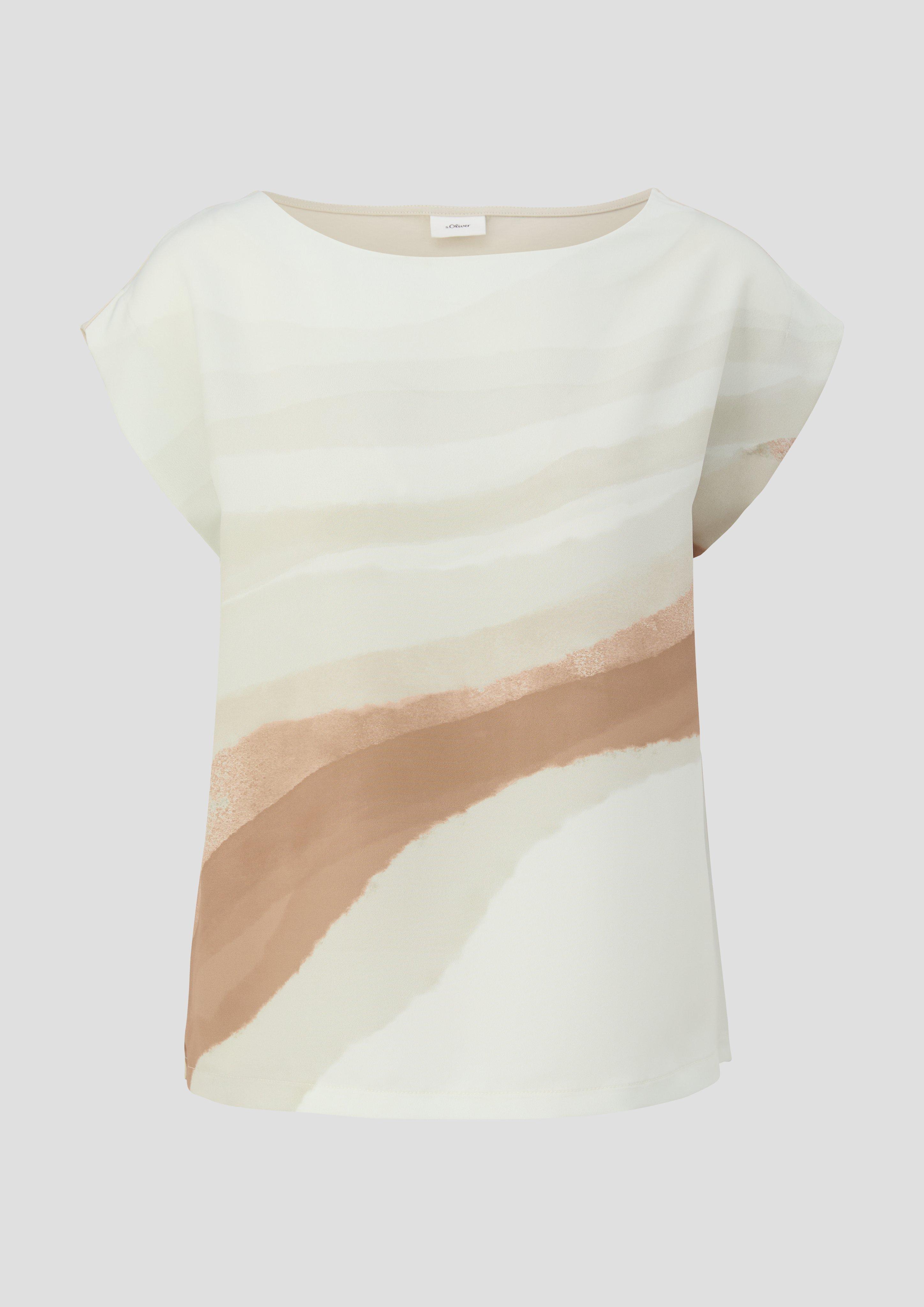 s.Oliver - T-Shirt im Materialmix mit Blusenfront, Damen, Beige