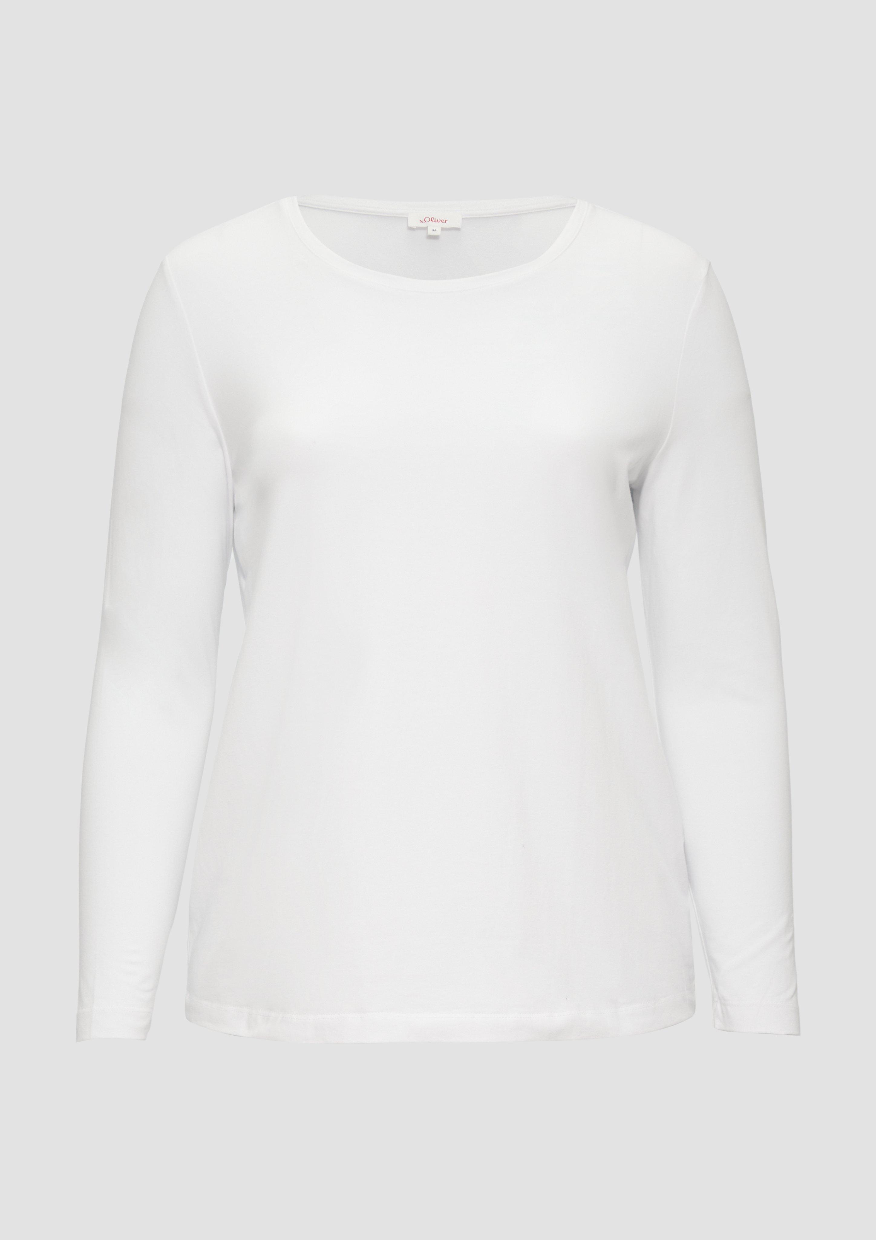 s.Oliver - Longsleeve aus Baumwollstretch, Damen, weiß