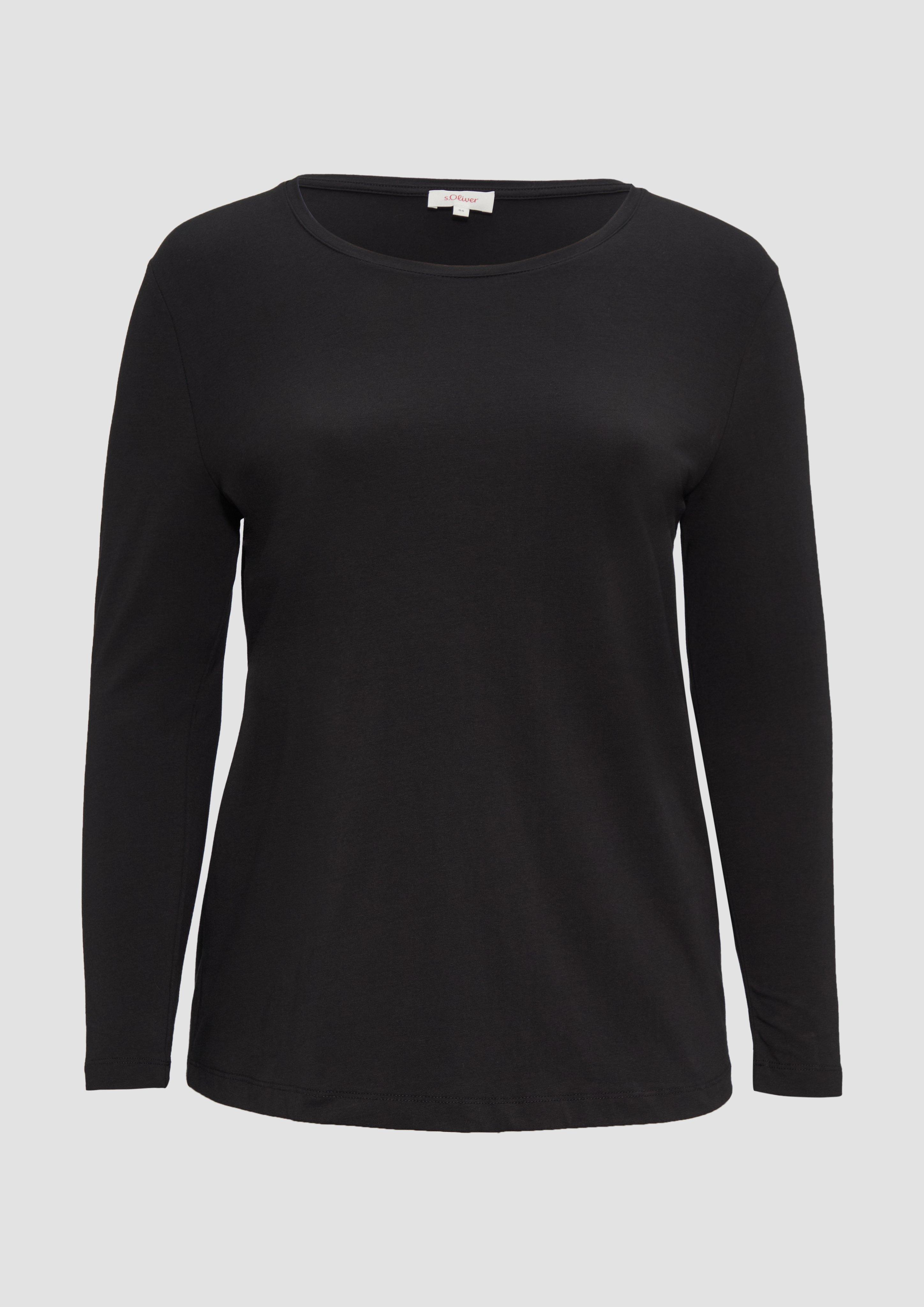 s.Oliver - Longsleeve aus Baumwollstretch, Damen, schwarz