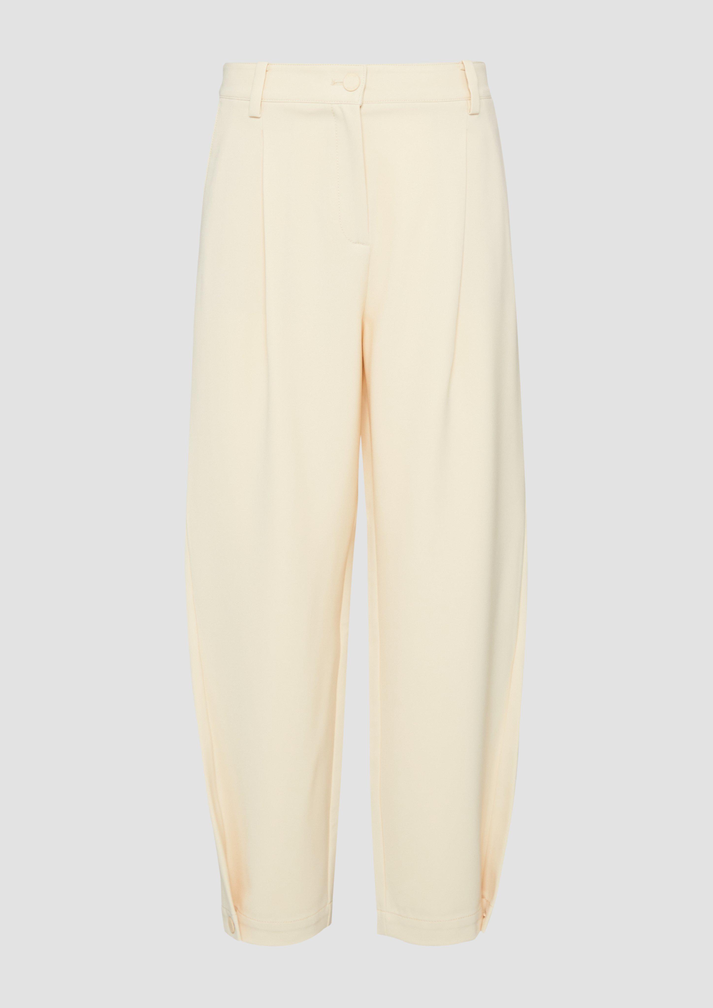 s.Oliver - Cropped Hose mit Barrel Leg und Saum-Detail, Damen, Beige
