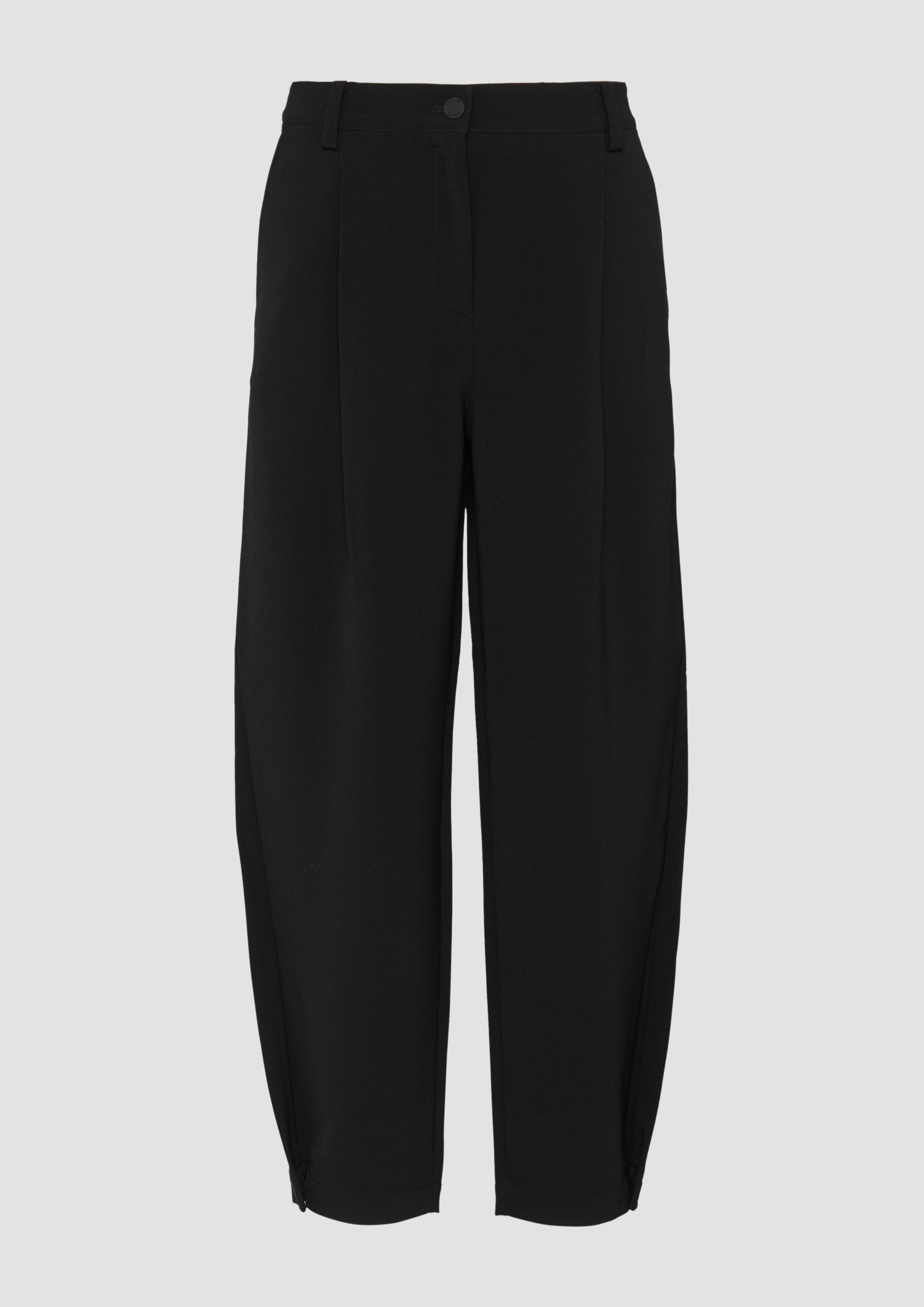 s.Oliver - Cropped Hose mit Barrel Leg und Saum-Detail, Damen, schwarz