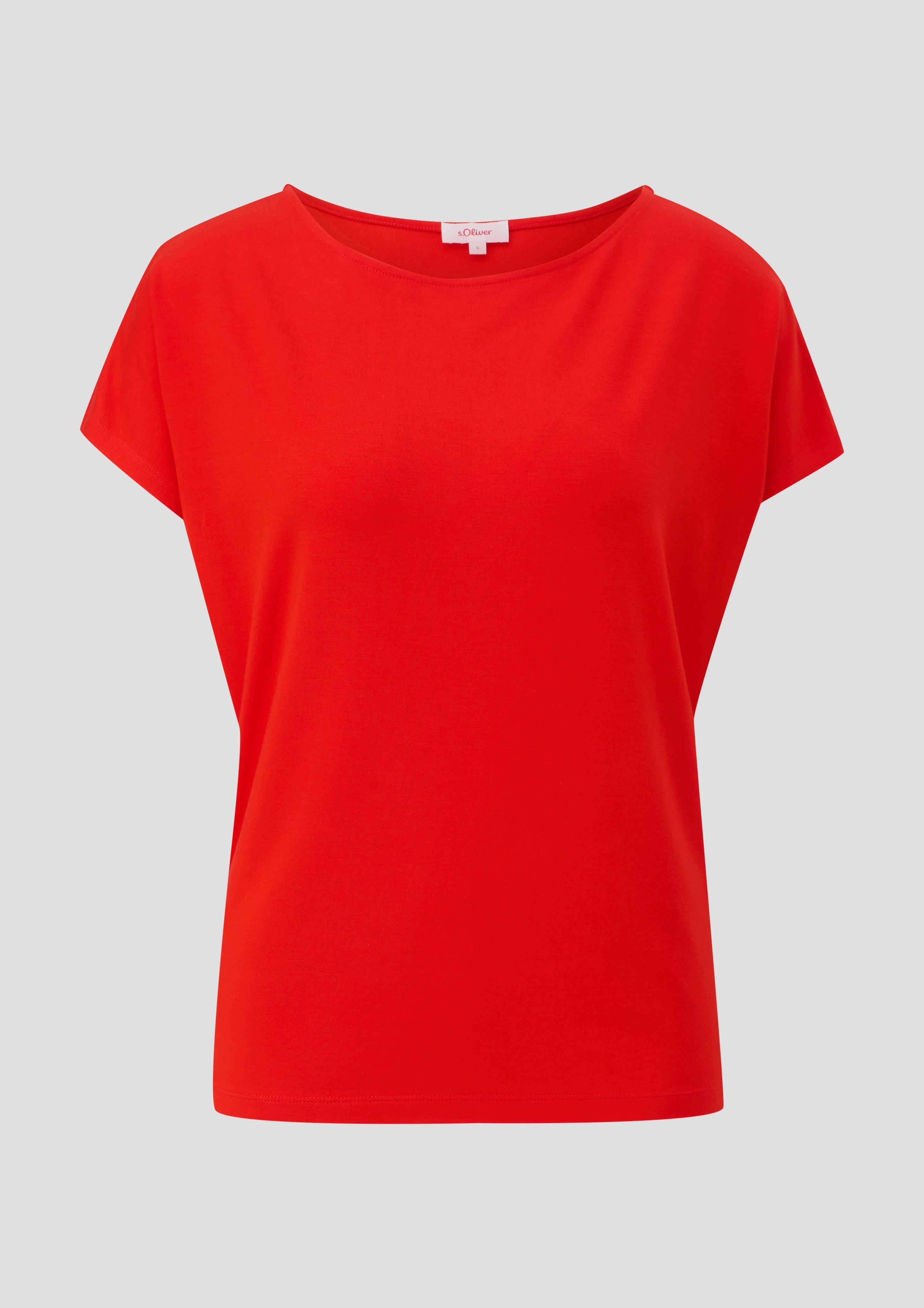 s.Oliver - Weiches Relaxed-Fit-Shirt mit überschnittenen Schultern, Damen, rot