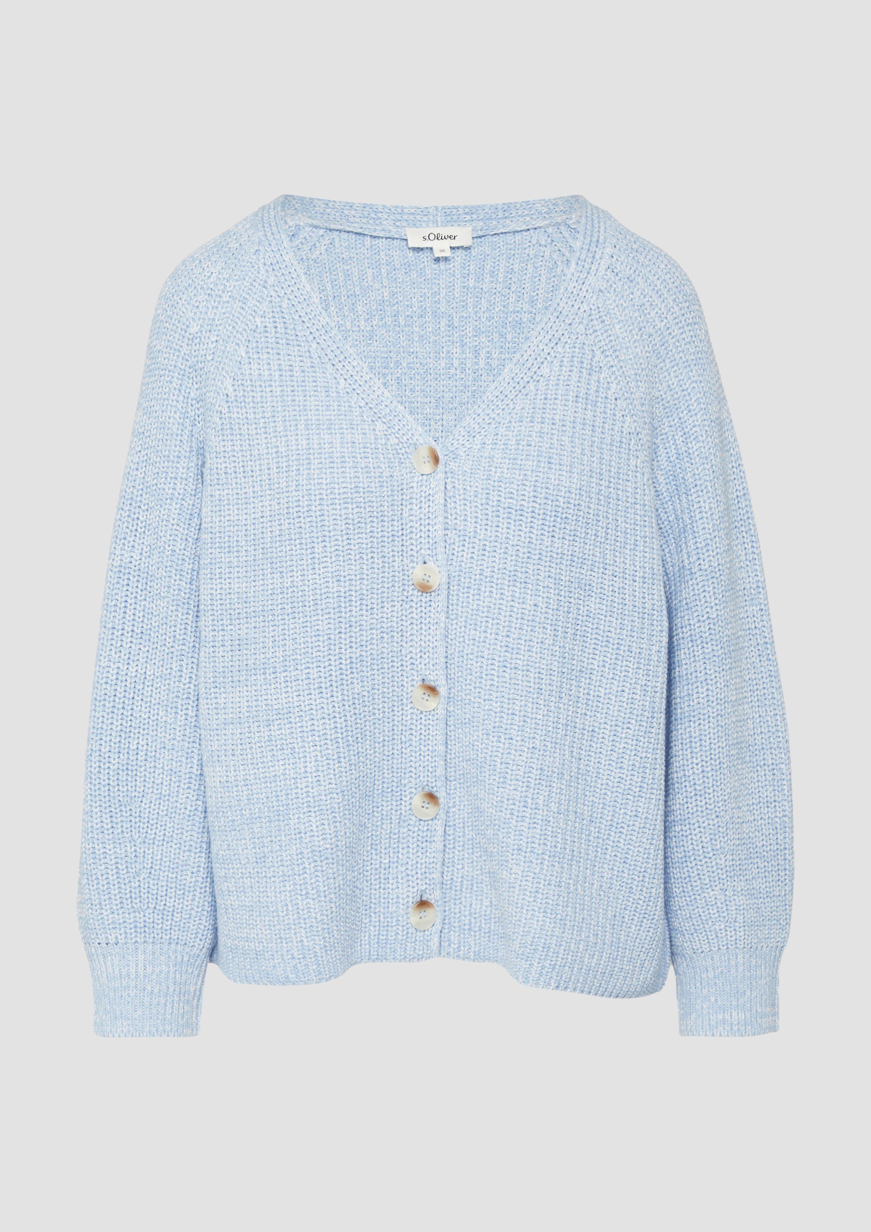 s.Oliver - Strukturierter Cardigan im Relaxed Fit aus Baumwollmix, Damen, blau