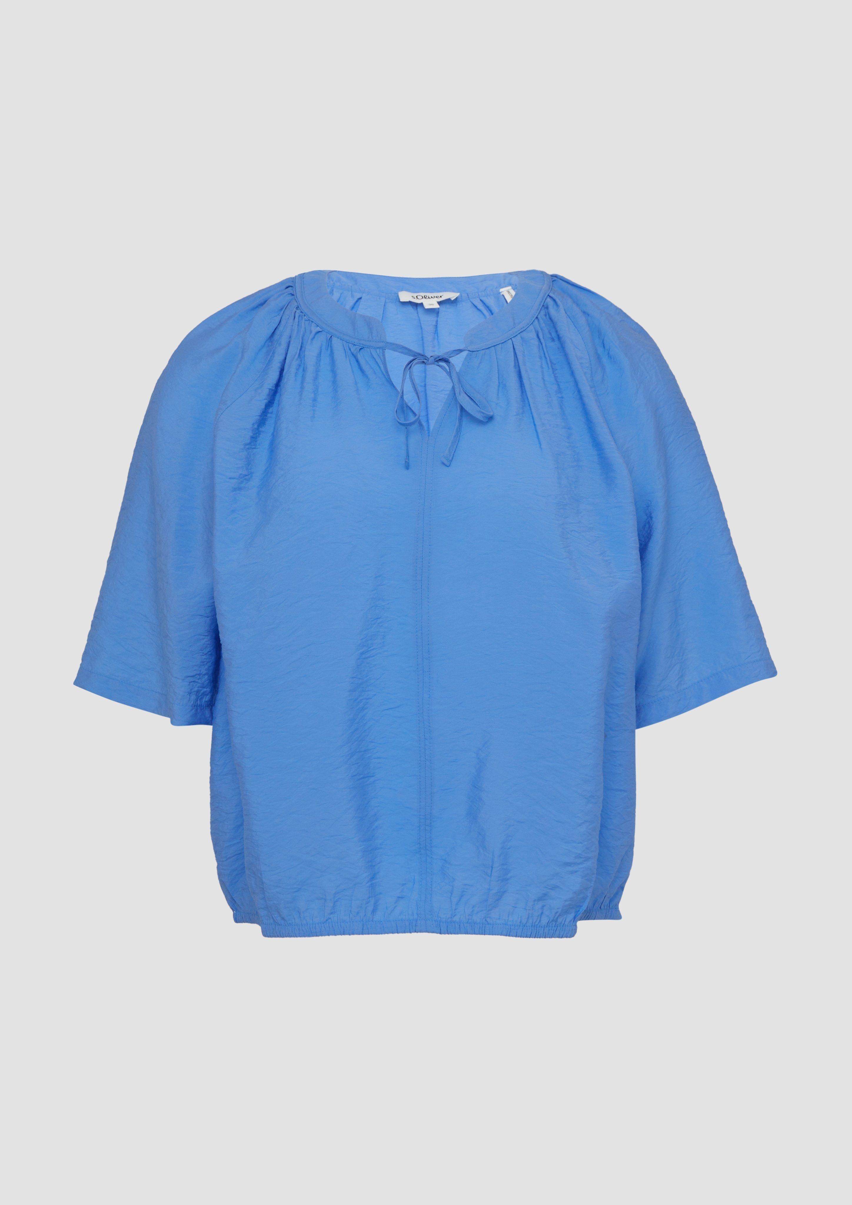 s.Oliver - Strukturierte Bluse mit Halbarm im O-Shape, Damen, blau