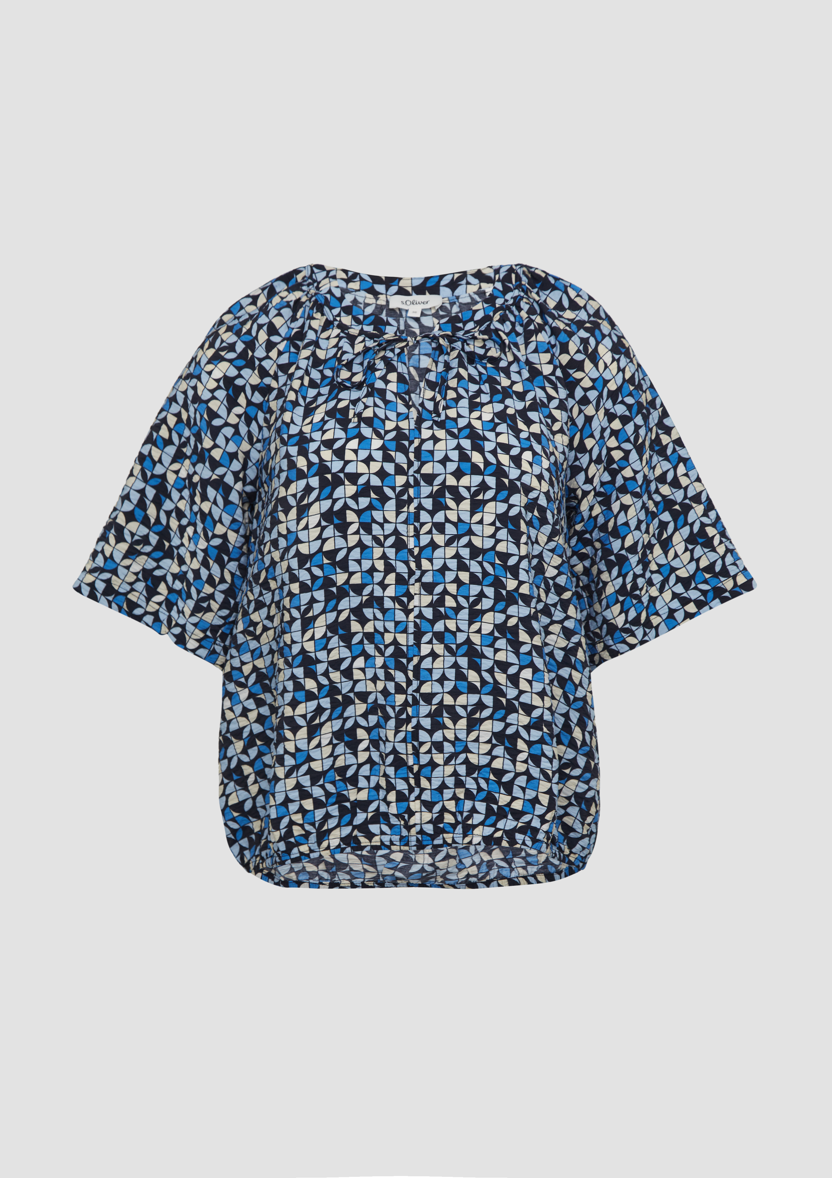 s.Oliver - Strukturierte Bluse mit Halbarm im O-Shape, Damen, blau