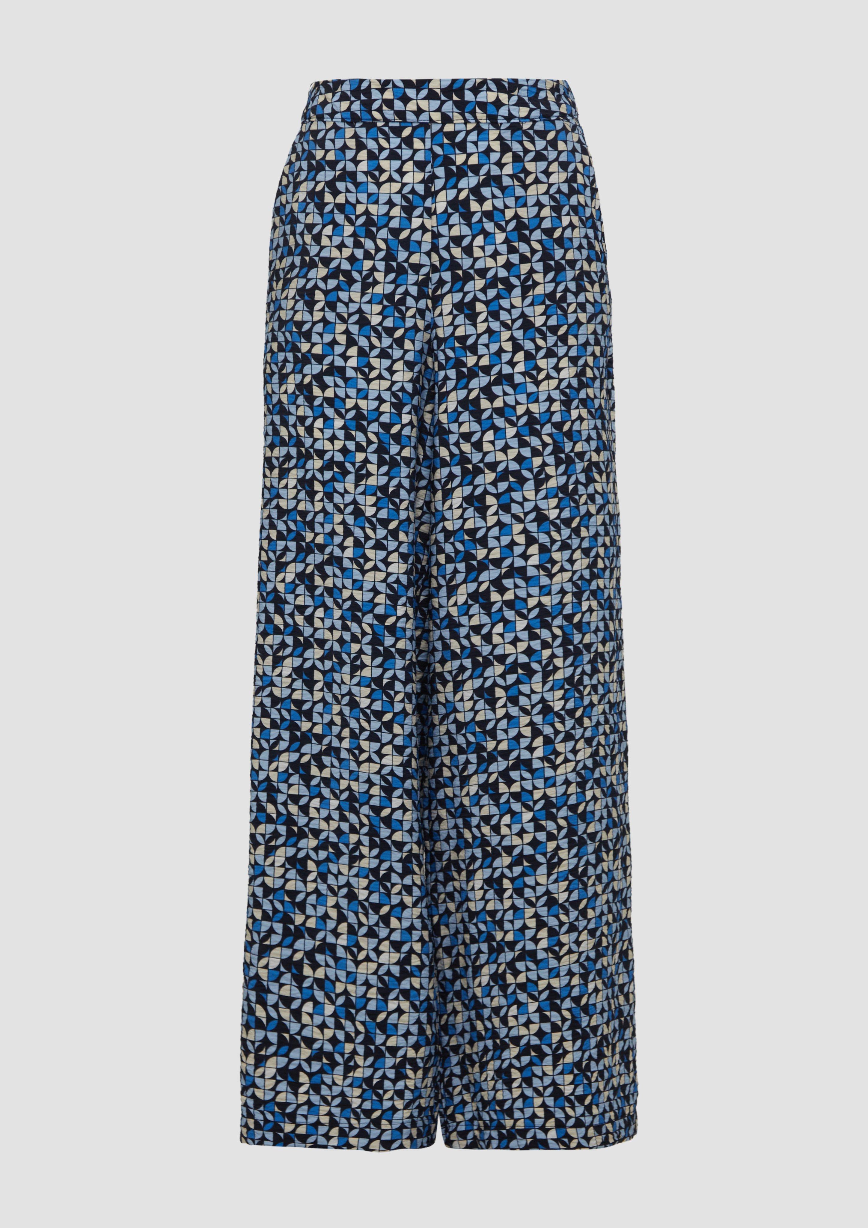 s.Oliver - Wide-Leg-Hose im Loose Fit mit Elastikbund, Damen, blau|mehrfarbig