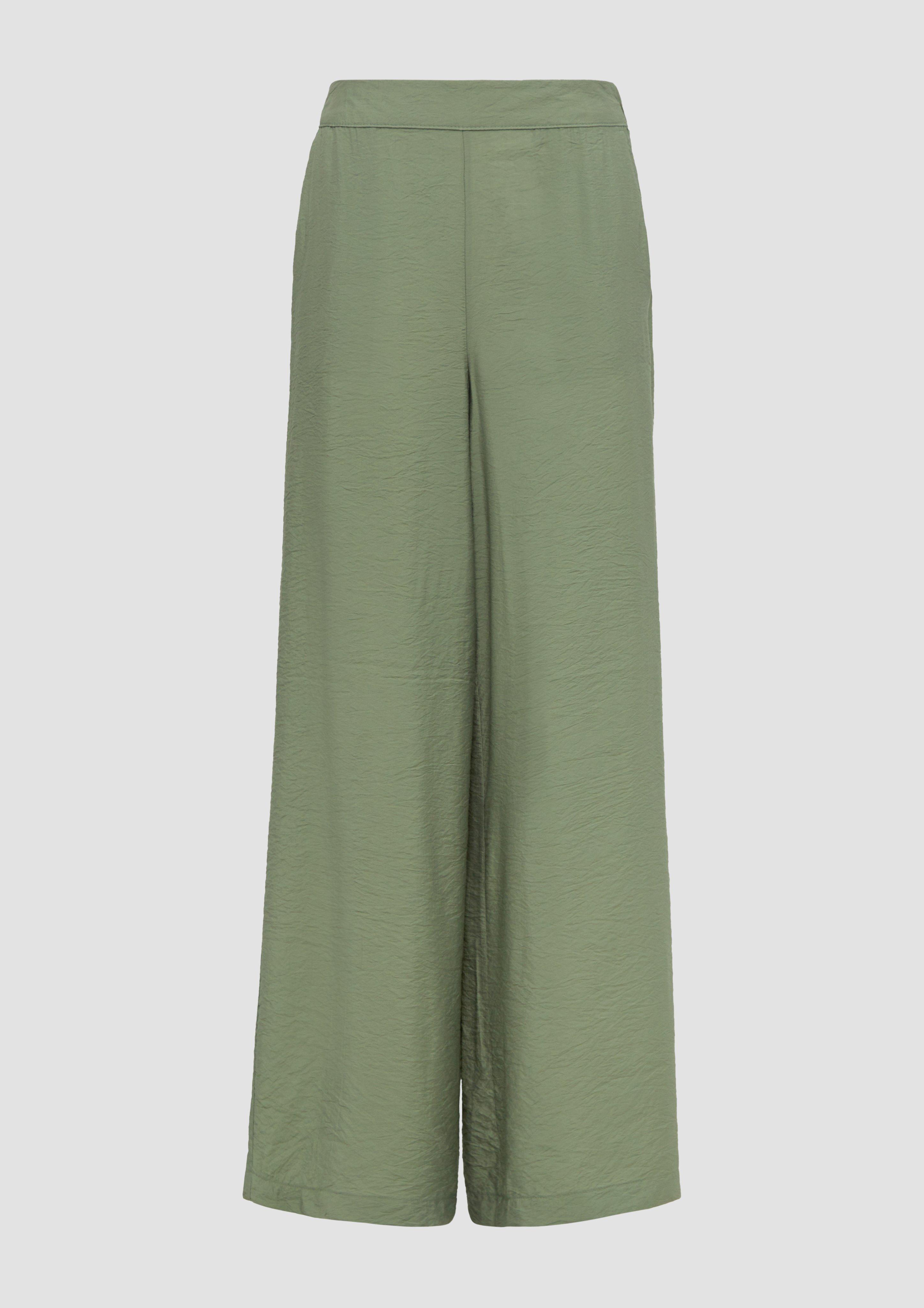 s.Oliver - Wide-Leg-Hose im Loose Fit mit Elastikbund, Damen, grün