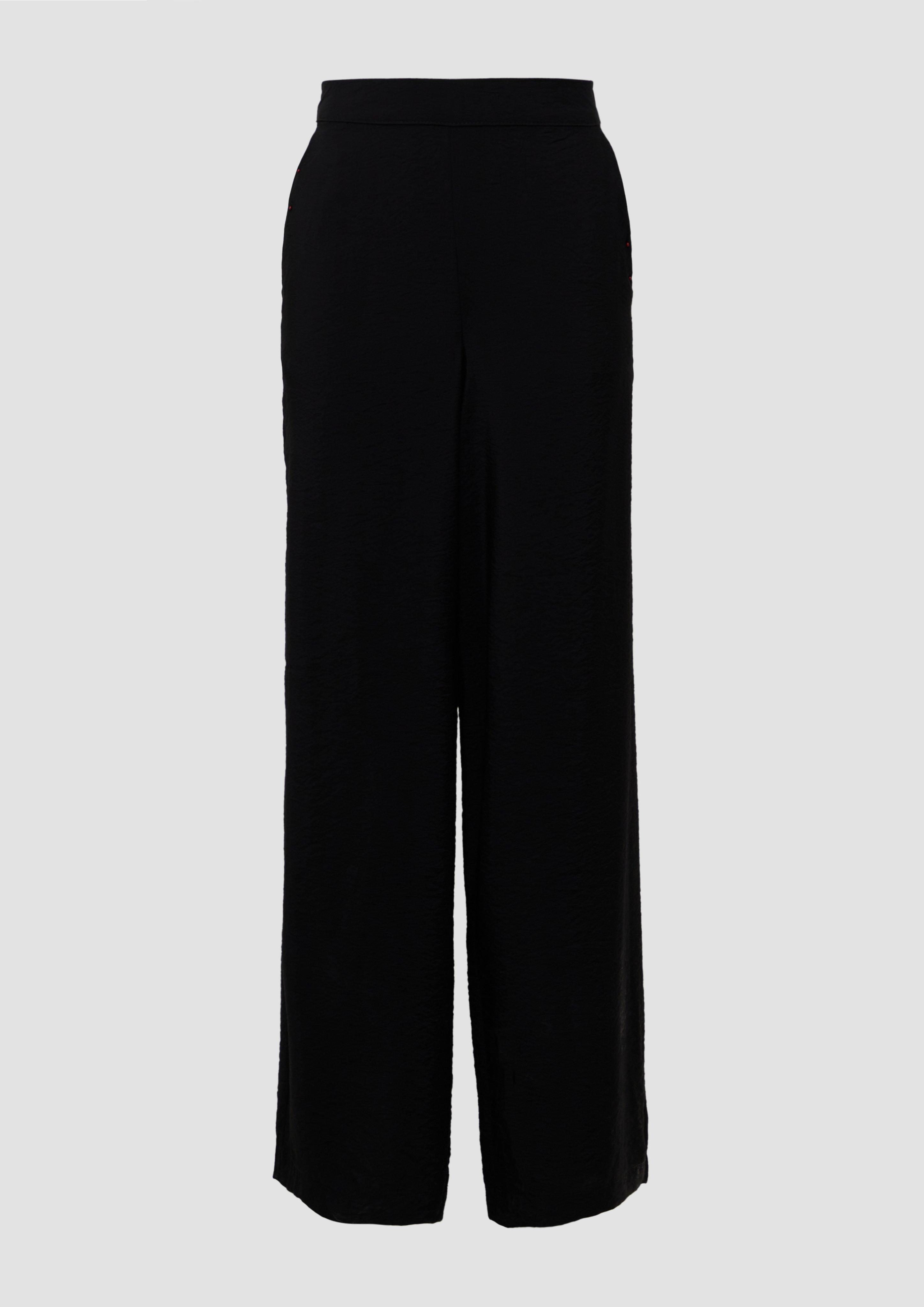 s.Oliver - Wide-Leg-Hose im Loose Fit mit Elastikbund, Damen, schwarz