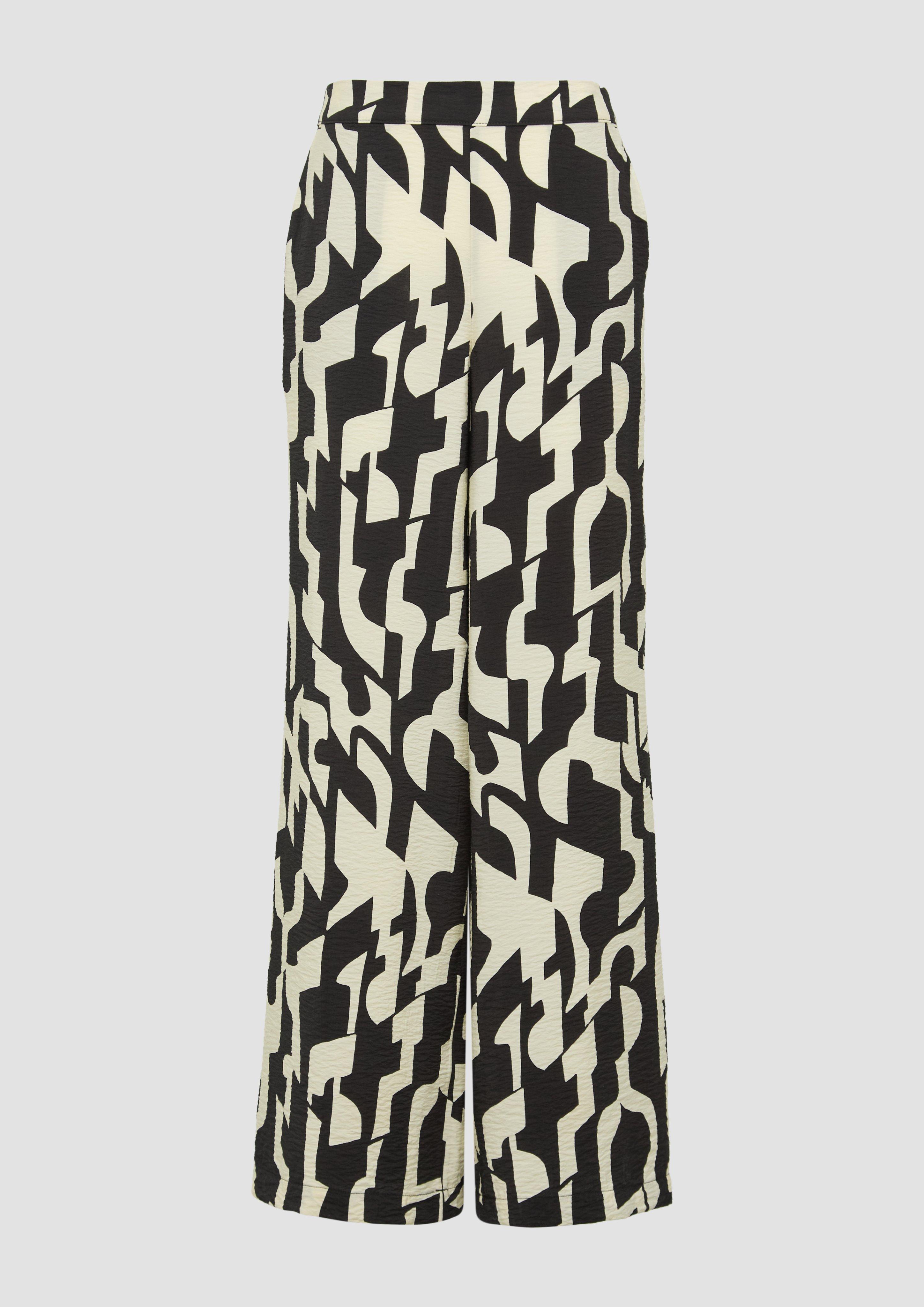s.Oliver - Wide-Leg-Hose im Loose Fit mit Elastikbund, Damen, weiß|schwarz
