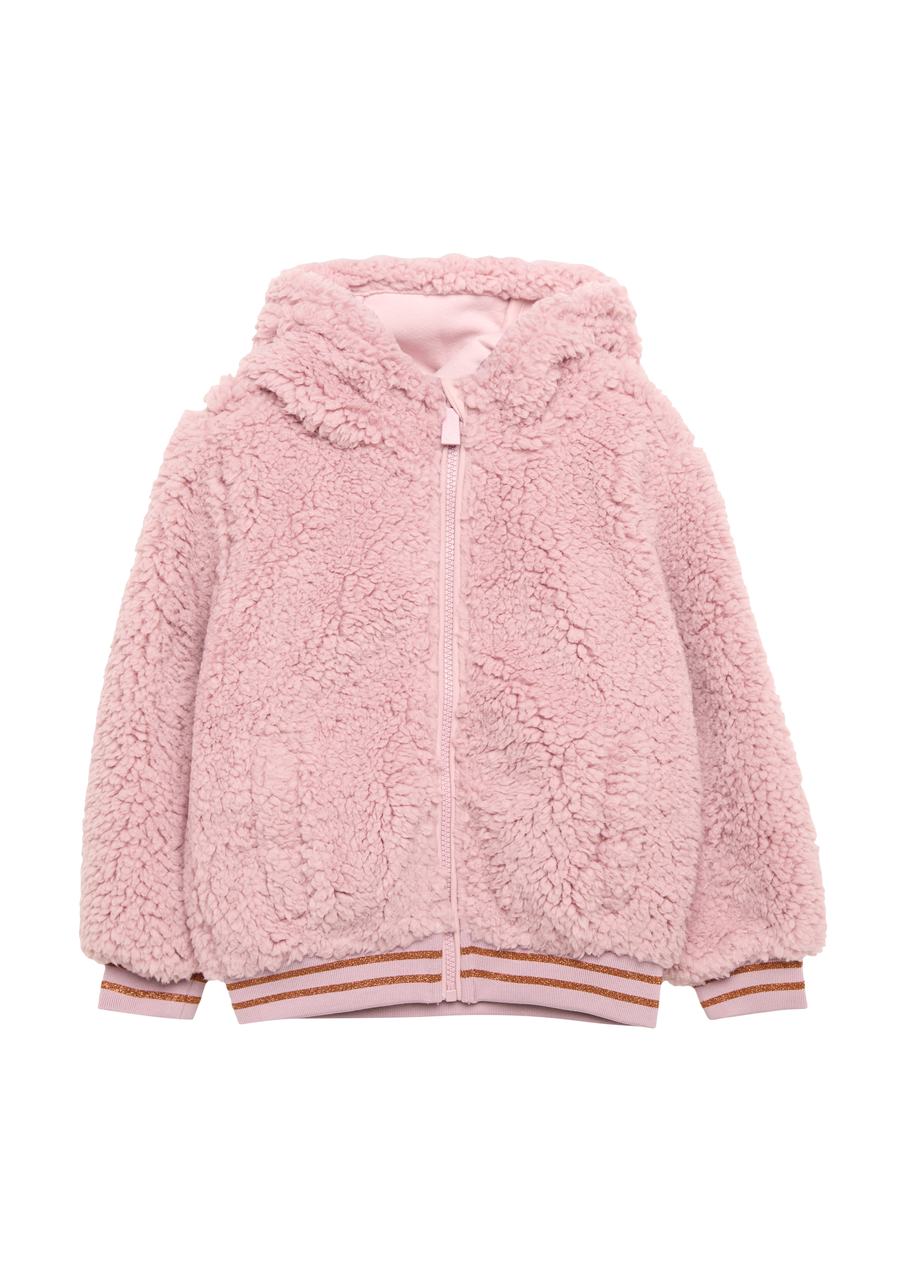 s.Oliver - Teddyjacke mit Kapuze und Glitzerstreifen am Bund, Kinder, Rosa