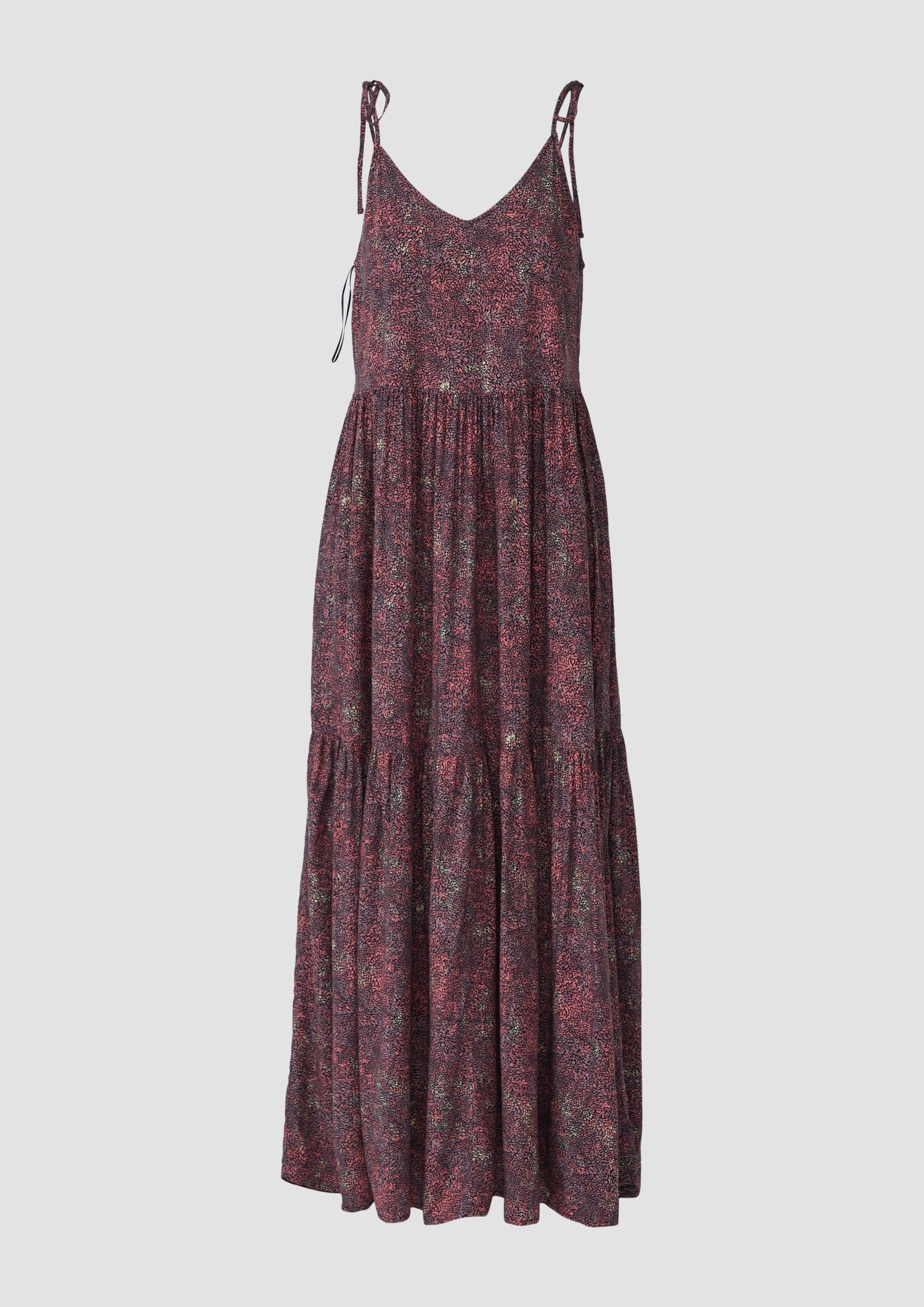 QS - Langes Viskosekleid, Damen, lila|mehrfarbig