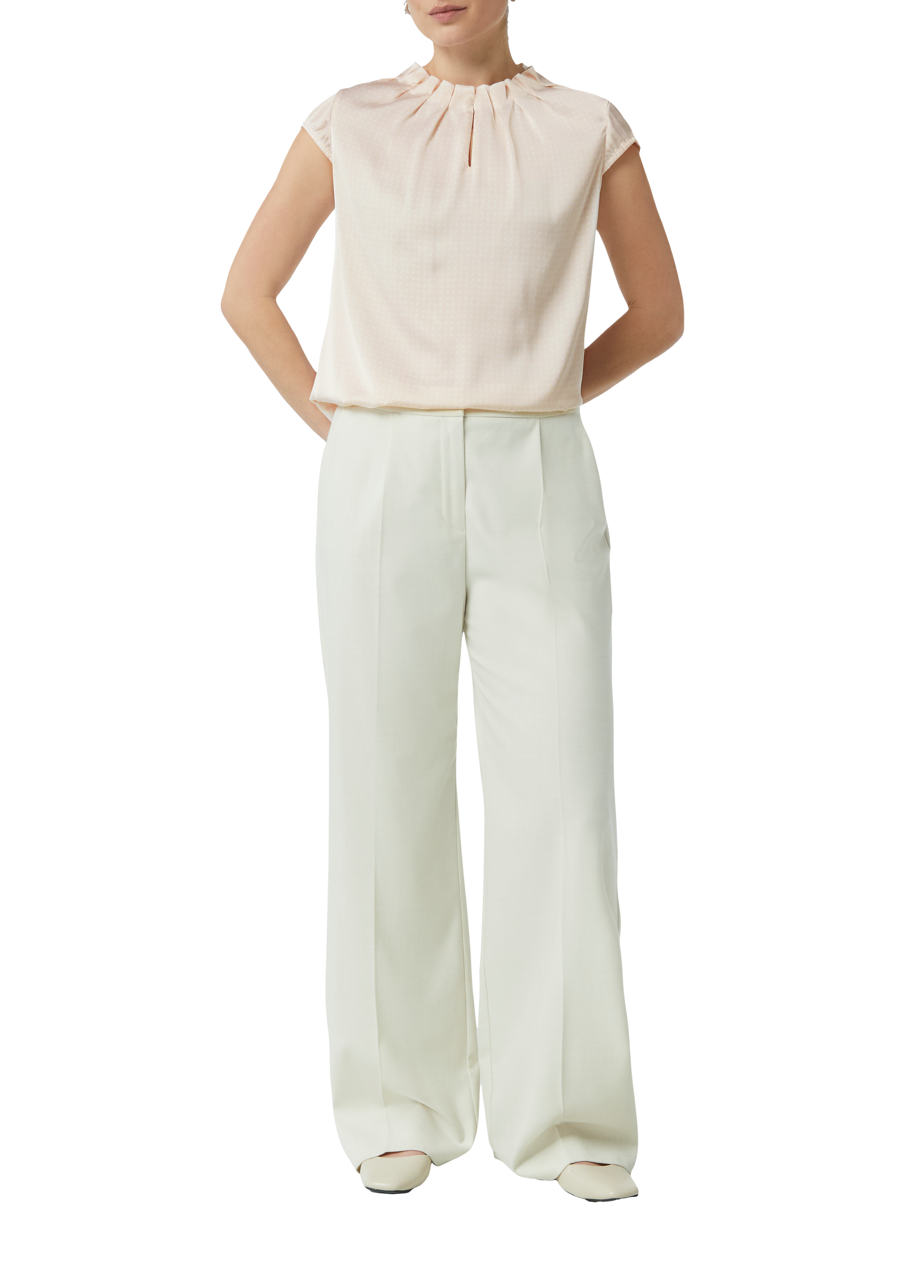 Satin blouse with gathers and an all-over print - Pink | SCAYLE