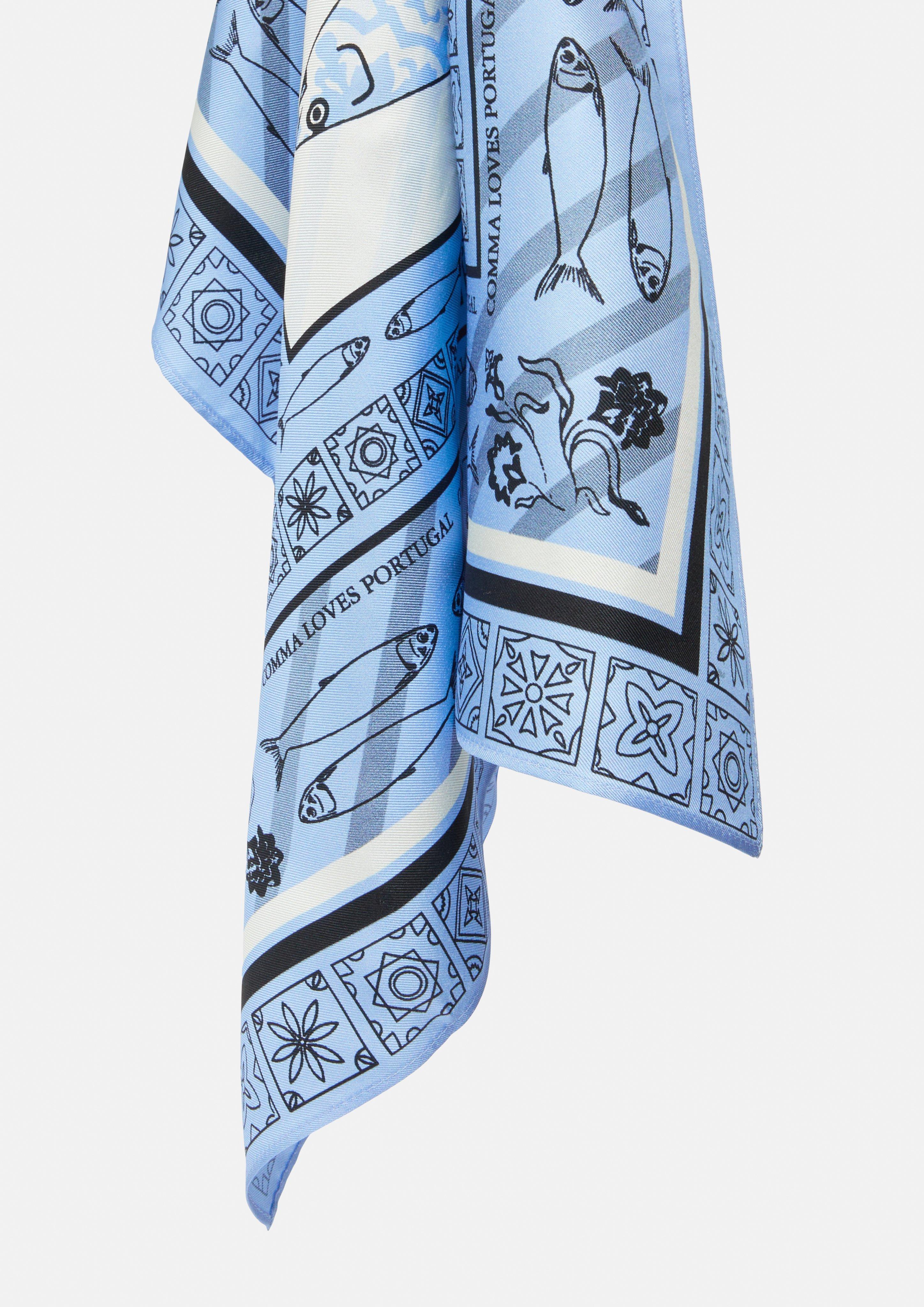 Ornamental patterned silk scarf with 2-sided print - light Ornamental patterned silk scarf with 2-sided print - light