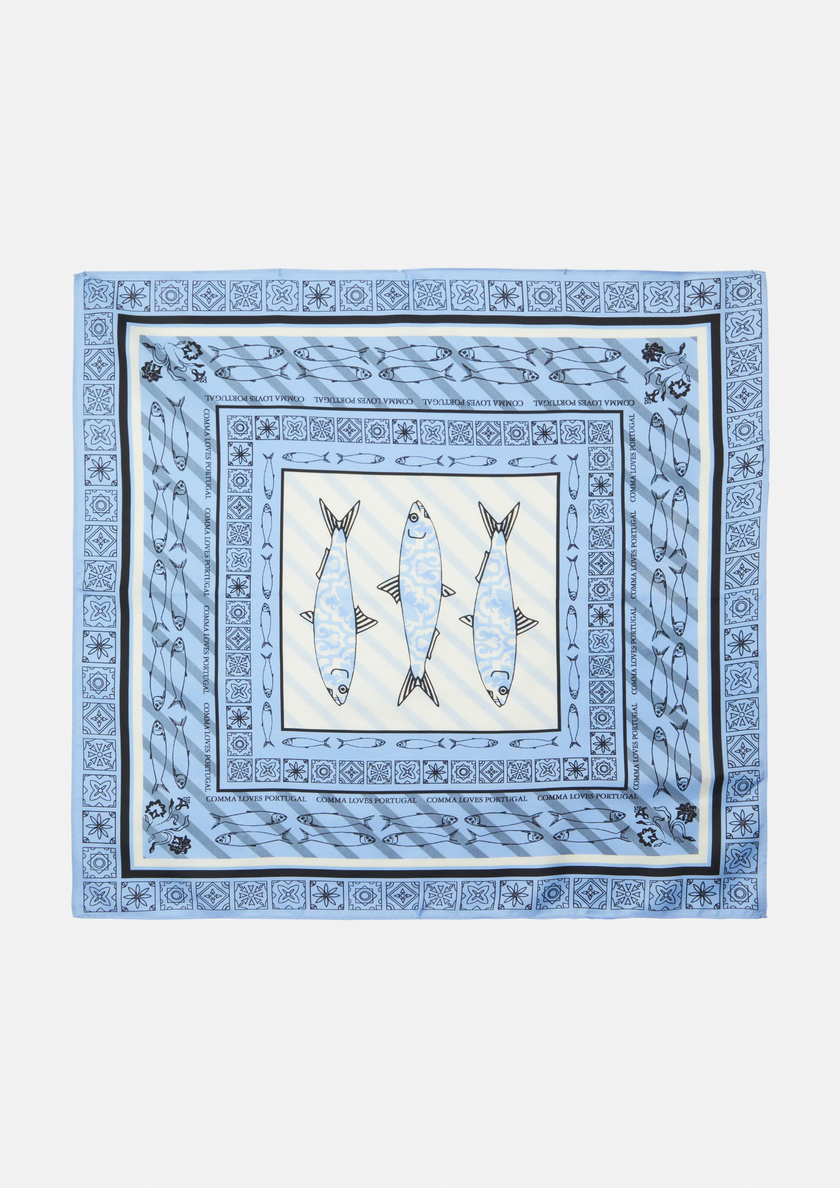 Ornamental patterned silk scarf with 2-sided print - light Ornamental patterned silk scarf with 2-sided print - light