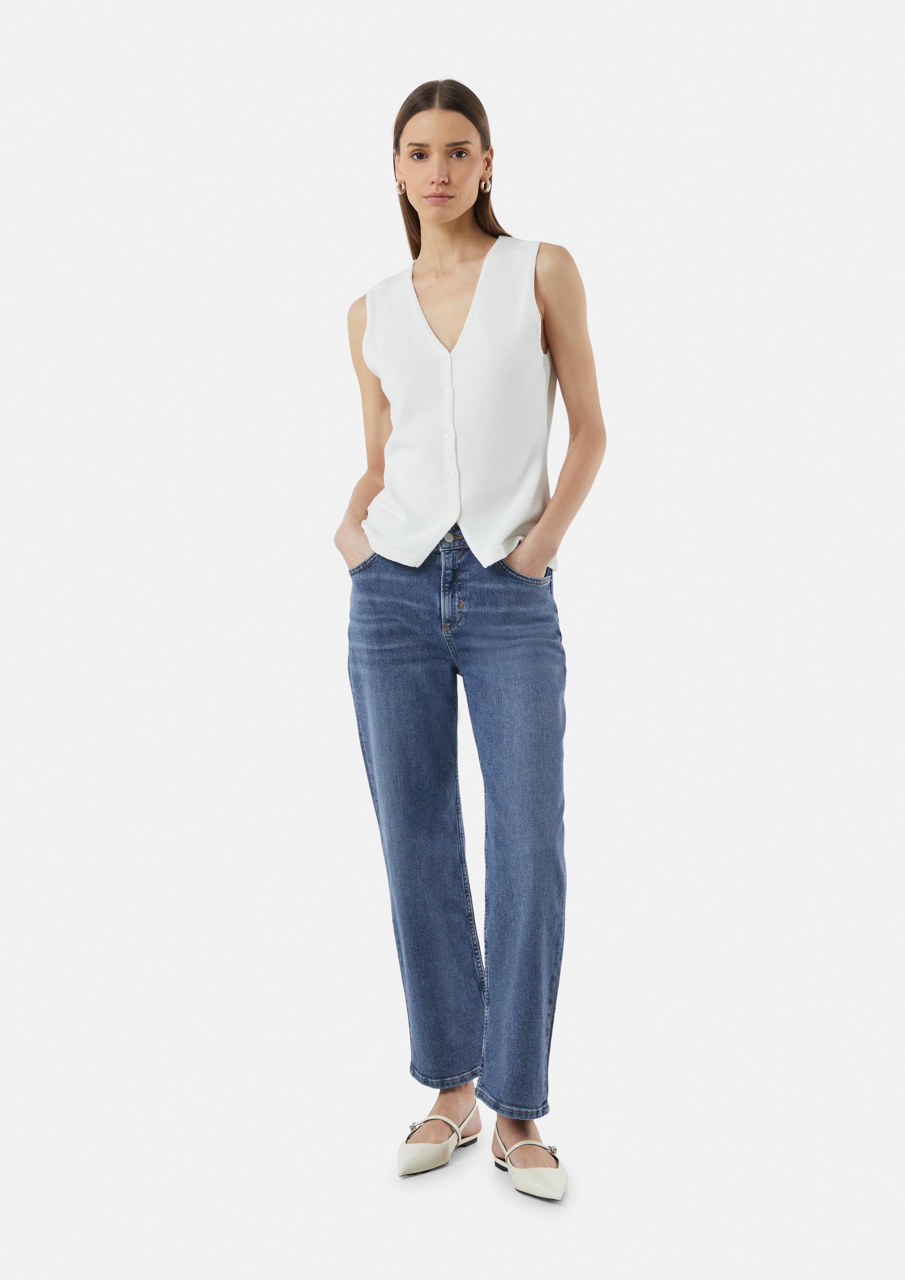 Stretchy ankle-length jeans with a straight leg - blue | Comma Stretchy ankle-length jeans with a straight leg - blue | Comma