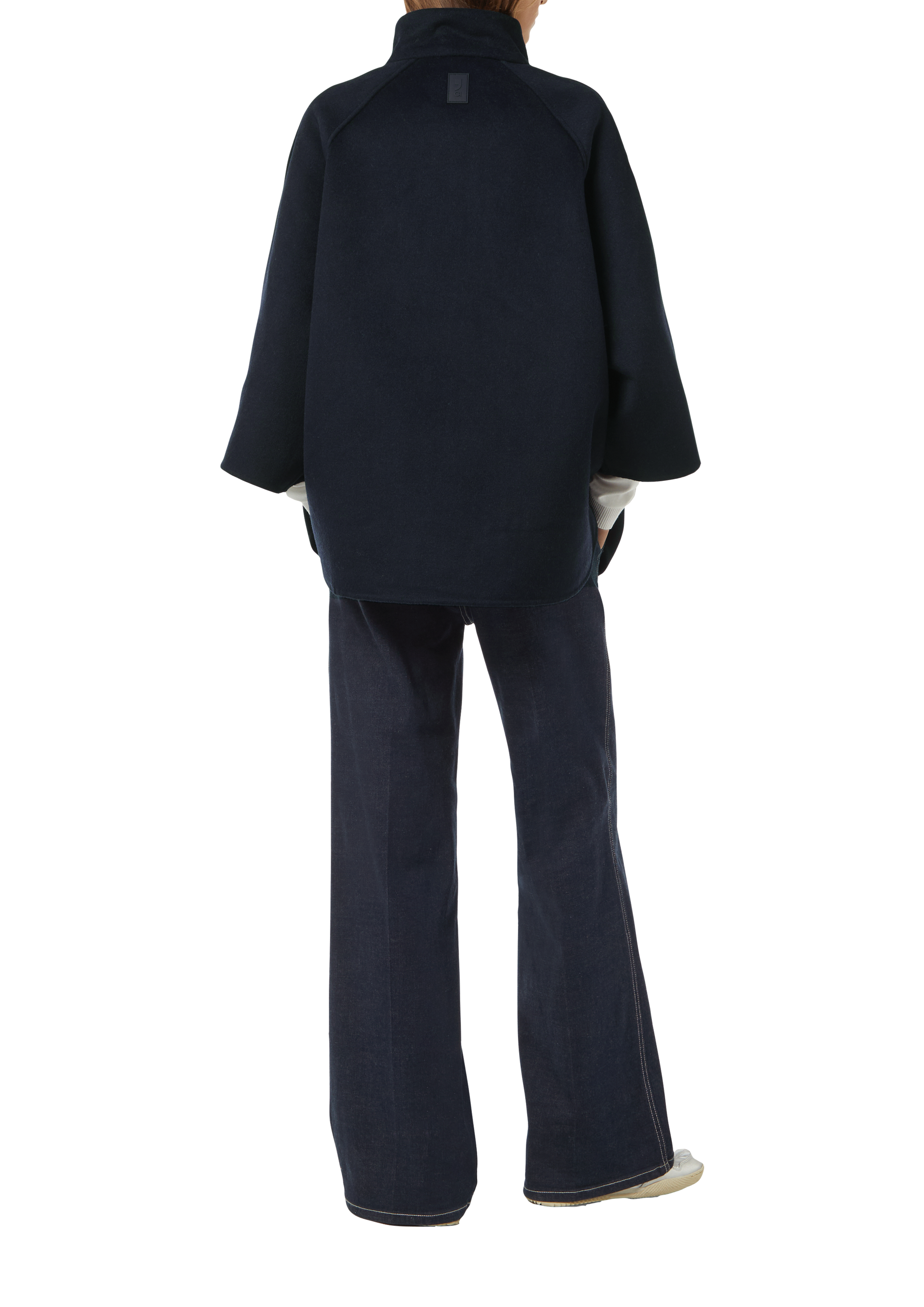 Wool blend cape in a loose fit with raglan sleeves - Blue