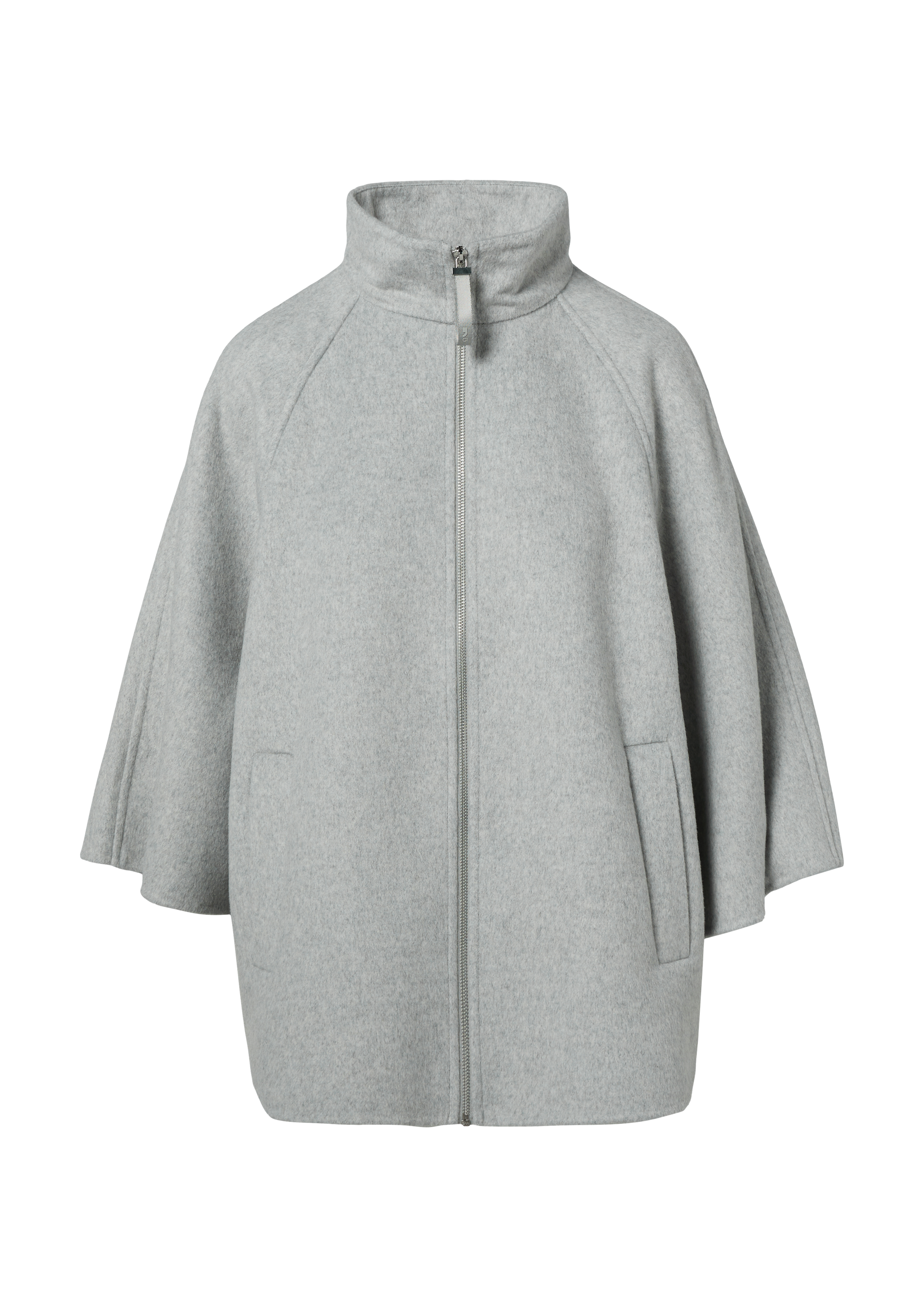 Wool blend cape in a loose fit with raglan sleeves - Grey