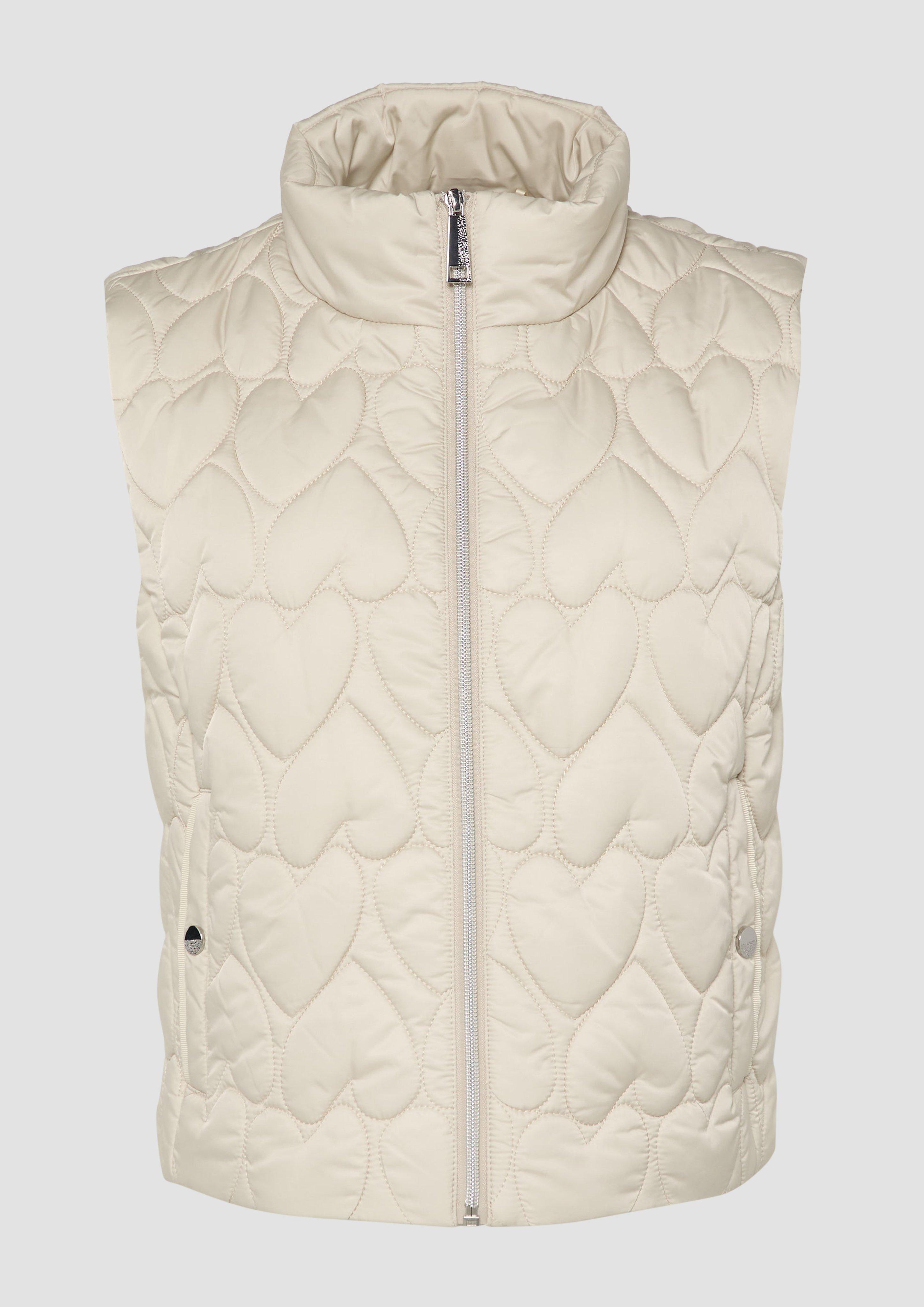 Thumbnail - s.Oliver - Verkürzte Steppweste mit Herzmuster, Damen, Beige
