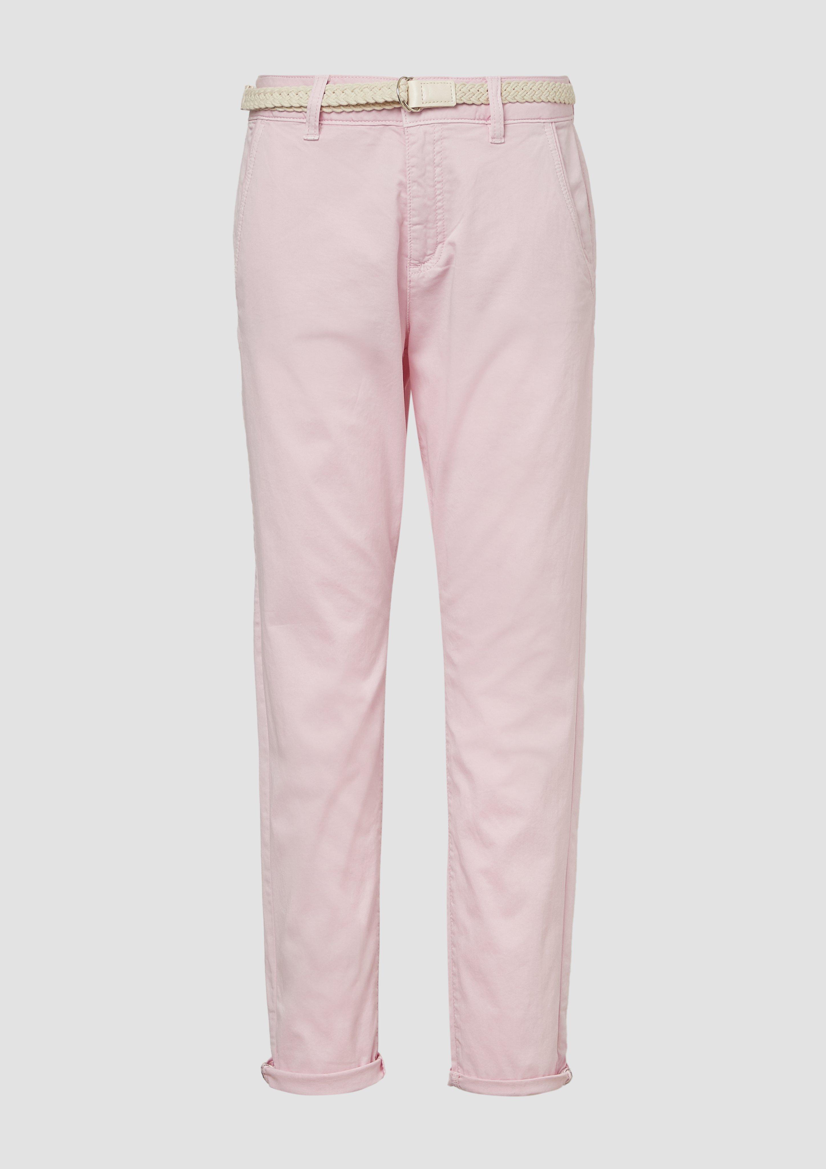 s.Oliver - Chino mit geflochtenem Gürtel und Garment Dye, Damen, Rosa