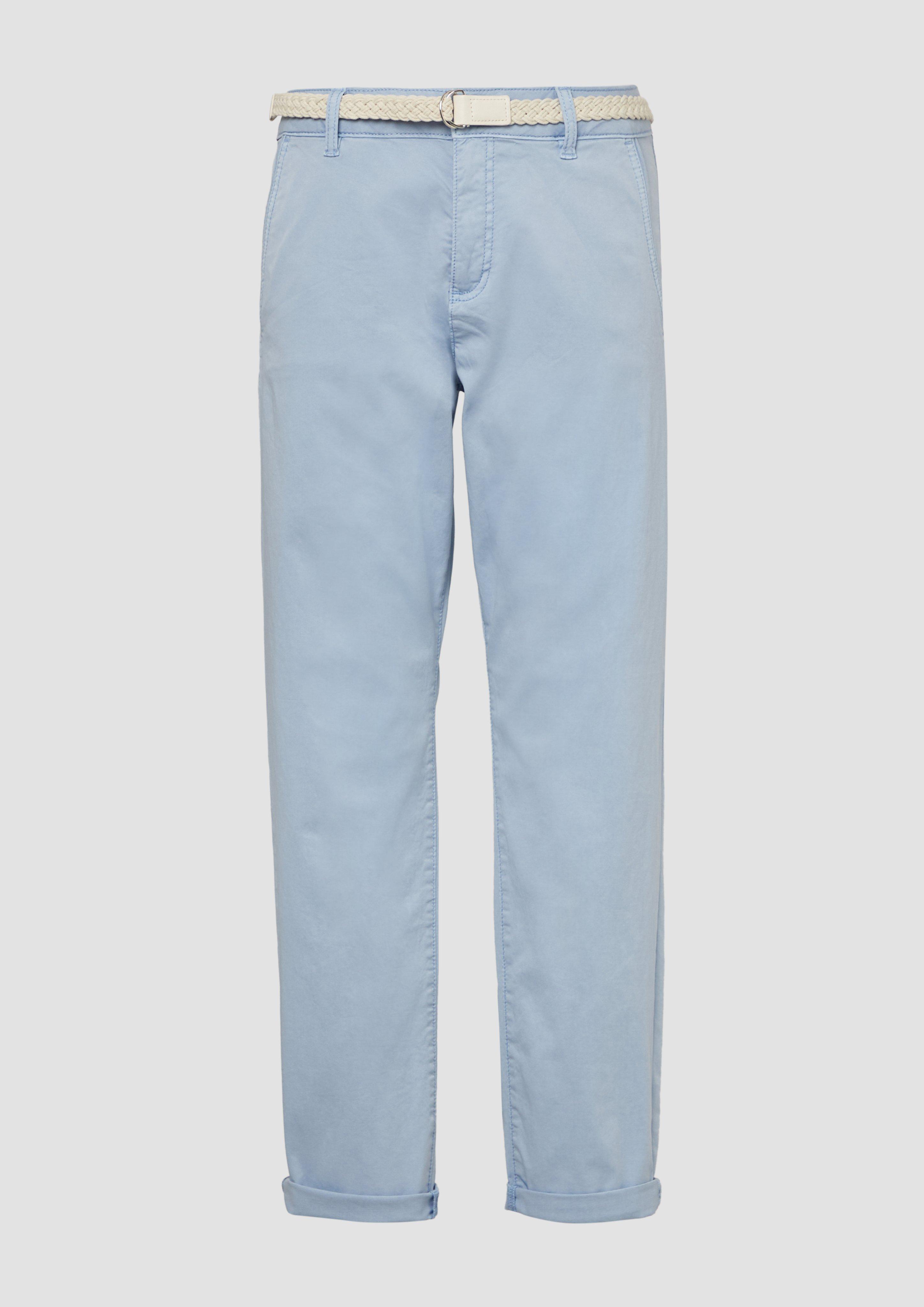 s.Oliver - Chino mit geflochtenem Gürtel und Garment Dye, Damen, blau