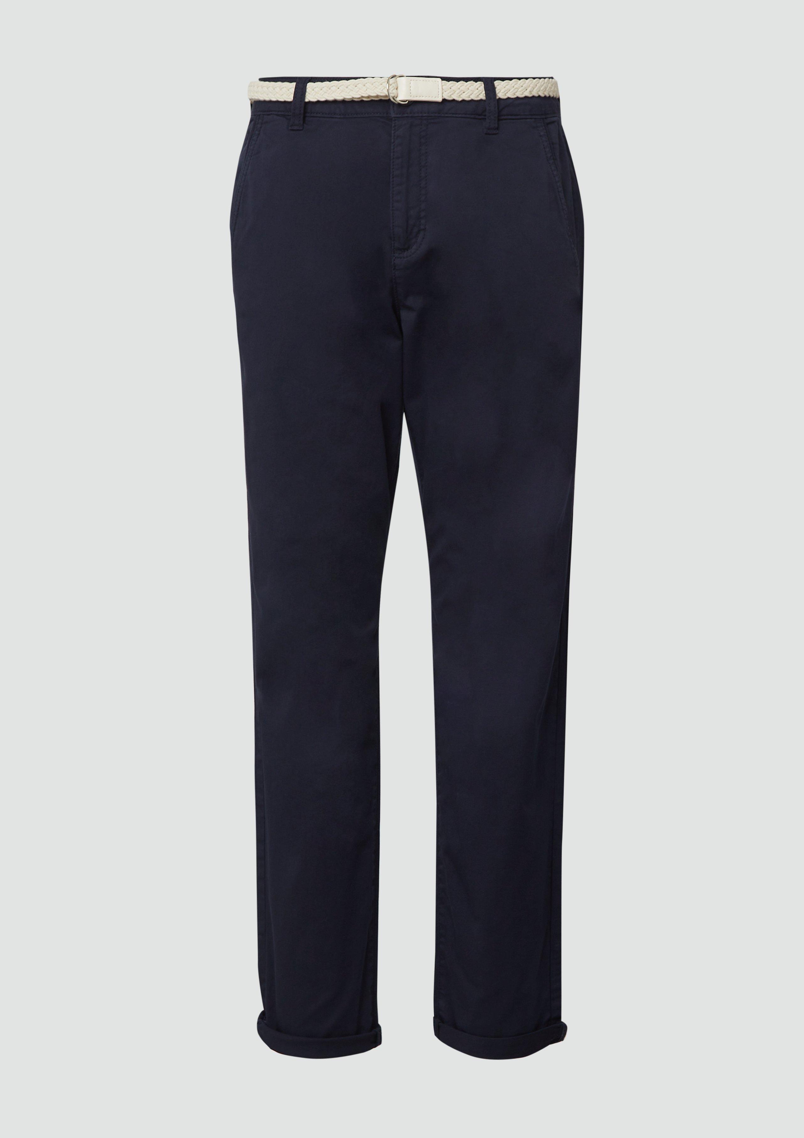 s.Oliver - Chino mit geflochtenem Gürtel und Garment Dye, Damen, blau