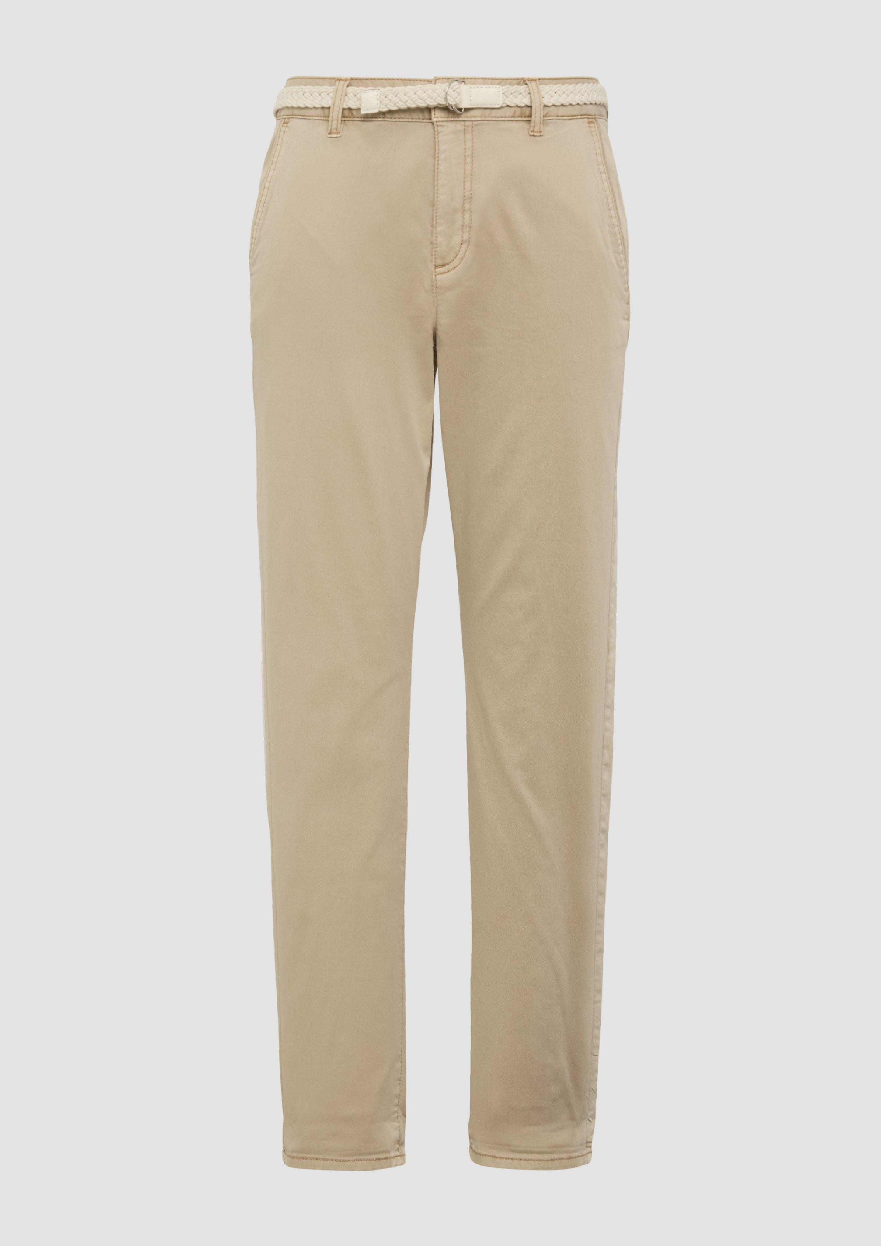 s.Oliver - Chino mit geflochtenem Gürtel und Garment Dye, Damen, braun